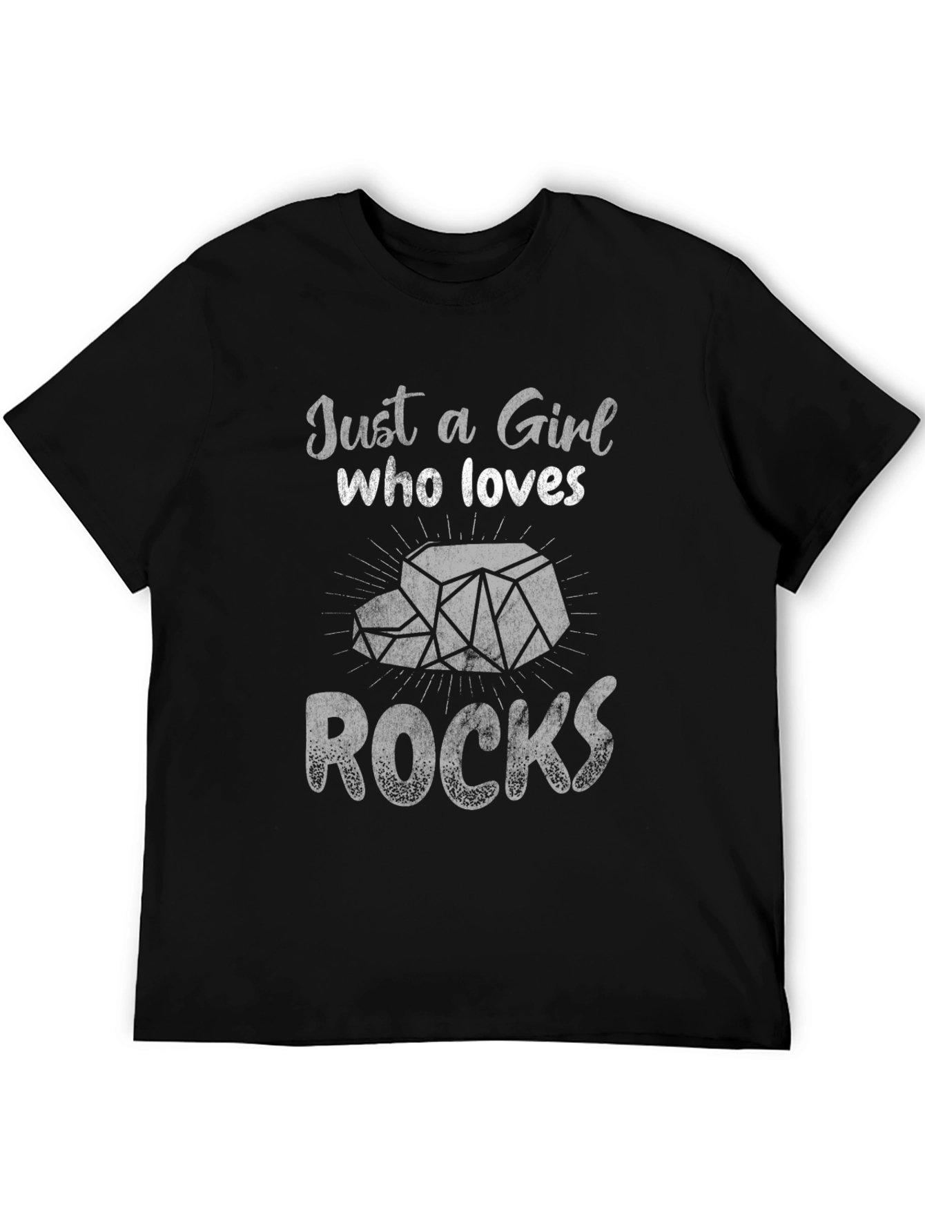Black Just A Girl Who Loves Rocks T-Shirt view 5