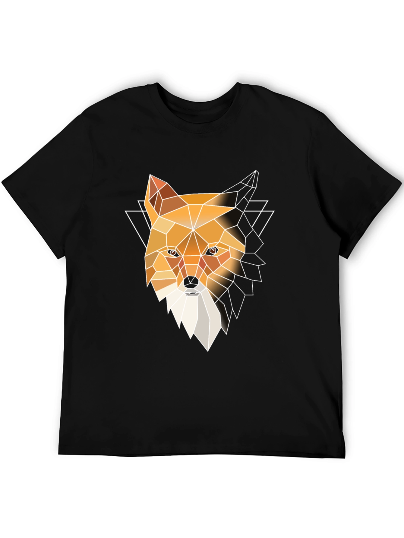 Black Geometric Fox Graphic T-Shirt - Modern Men's Tee view 5