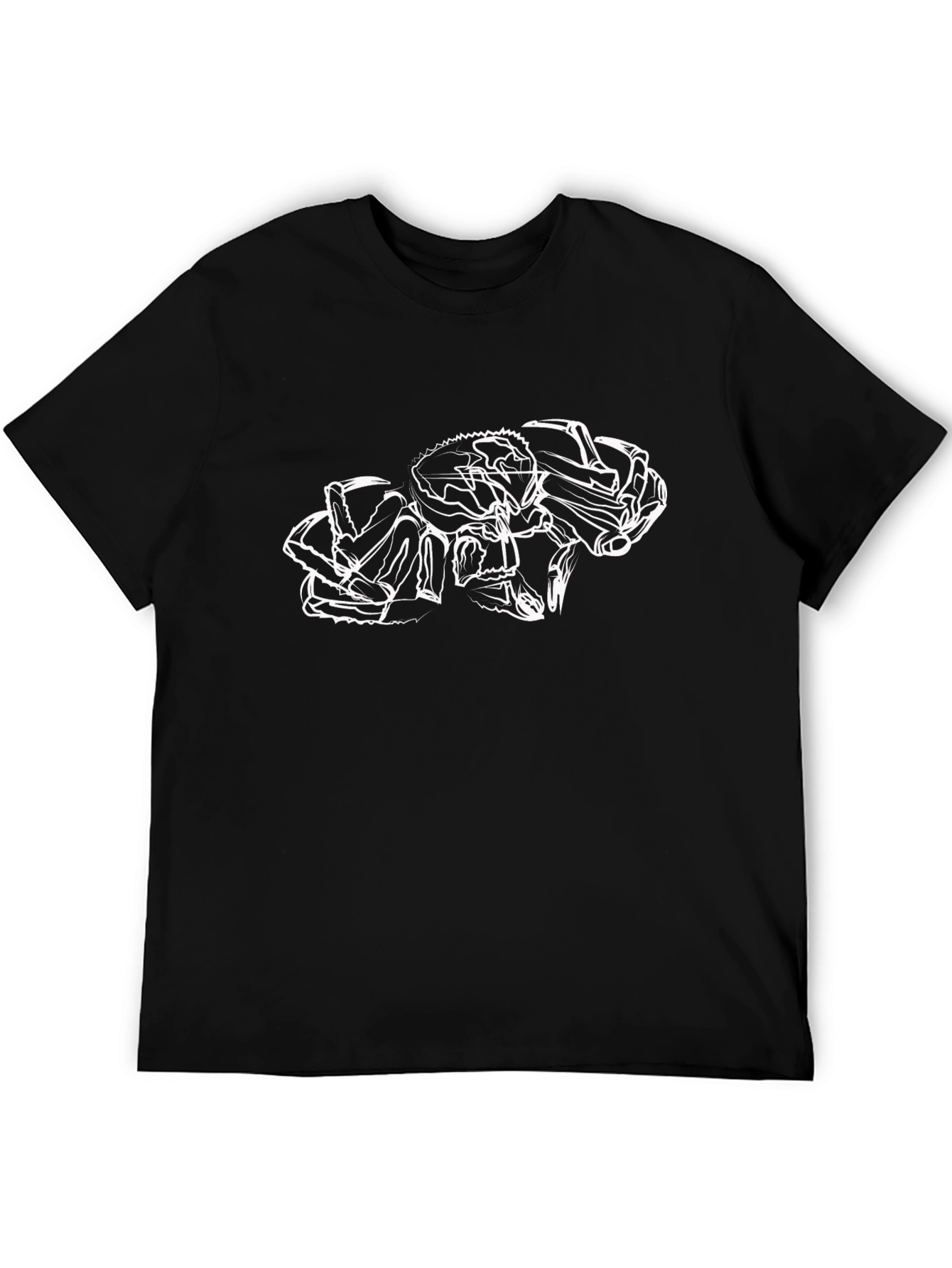 Black Abstract Crab Outline Black T-Shirt view 5
