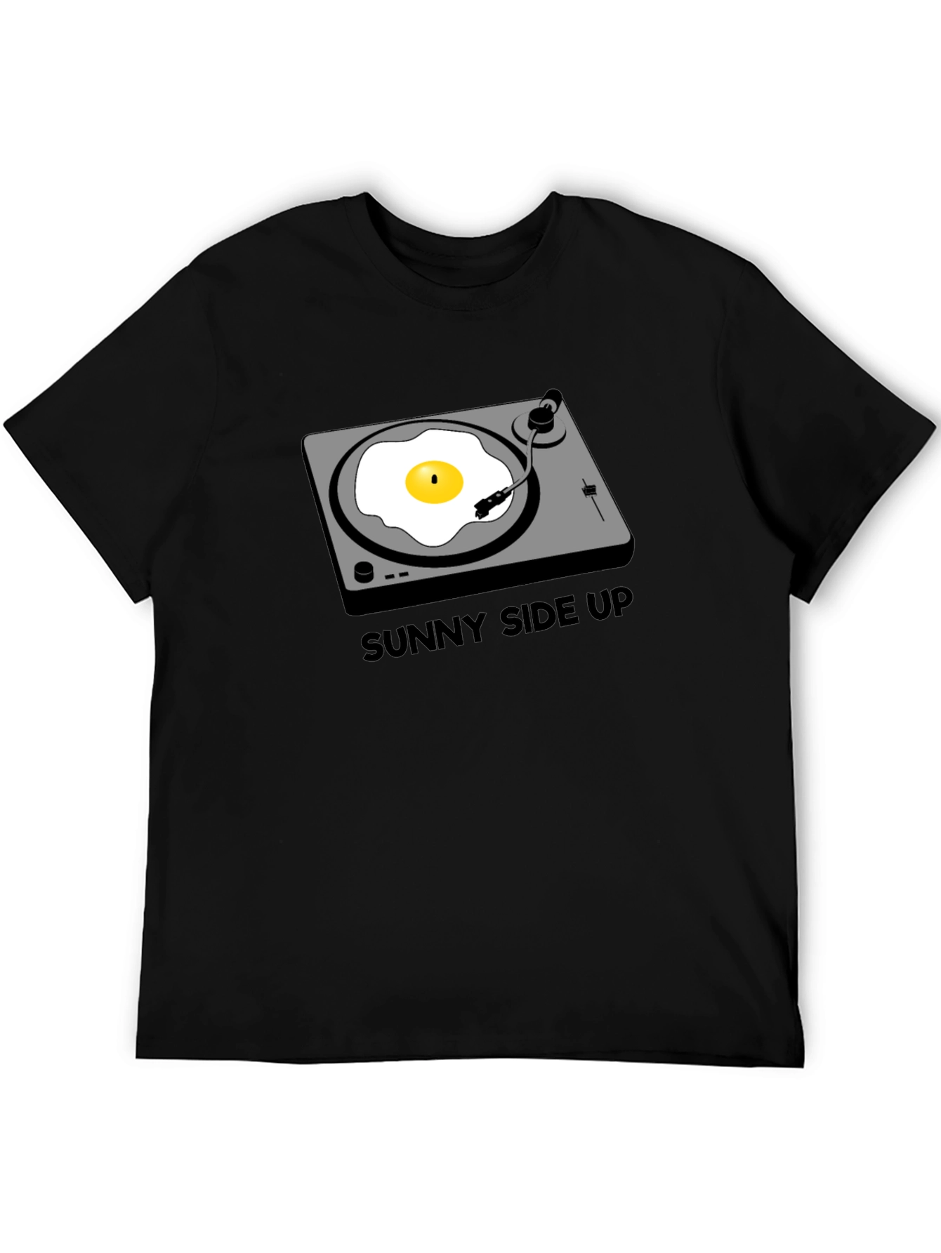 Black Sunny Side Up Turntable T-Shirt view 5