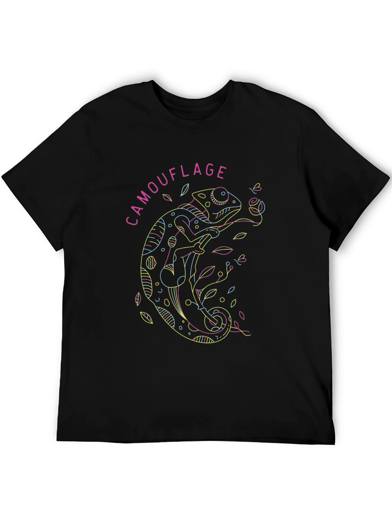 Black Chameleon Camouflage Graphic Tee - Unique Colorful Design view 5