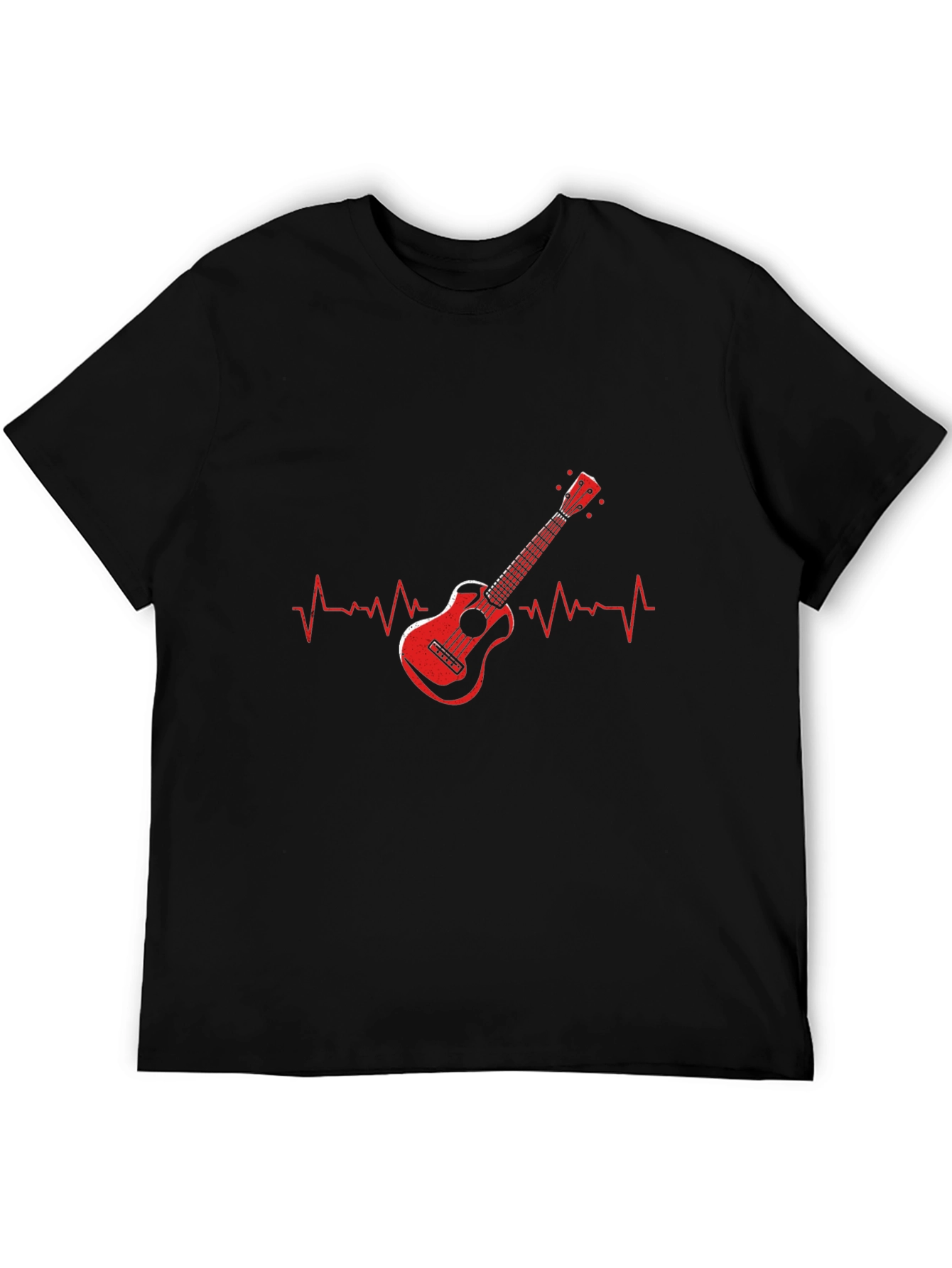 Black Ukulele Heartbeat Graphic Tee - Music Lover Shirt view 5