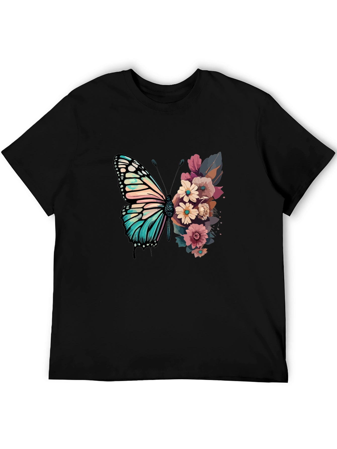 Black Floral Butterfly Graphic Tee - Unique Design view 5