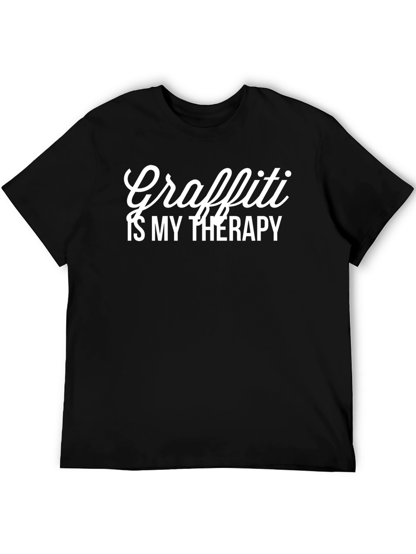 Black Graffiti Therapy T-Shirt - Black Crew Neck Tee view 5