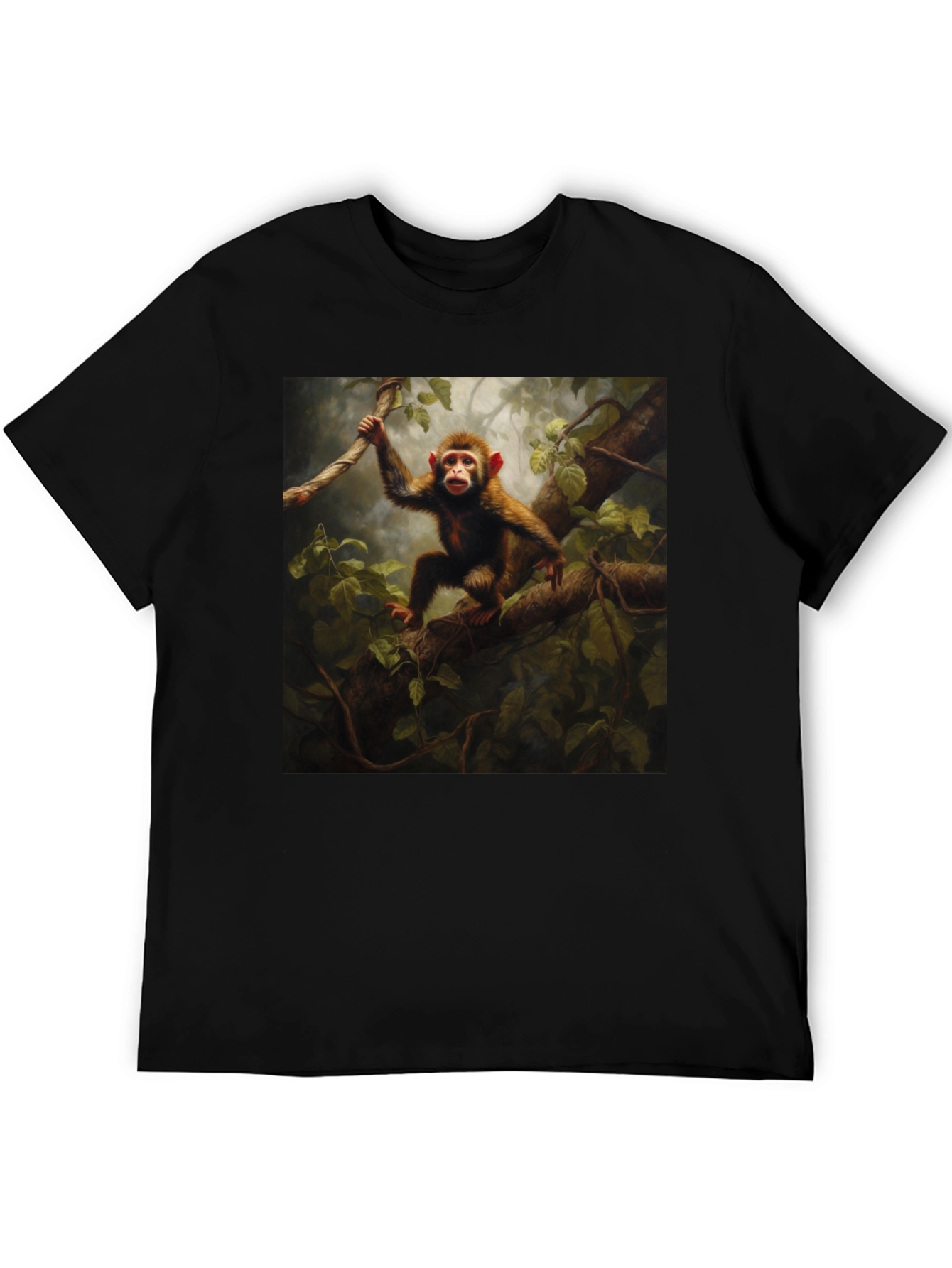 Black Monkey in Jungle T-Shirt - Black view 5