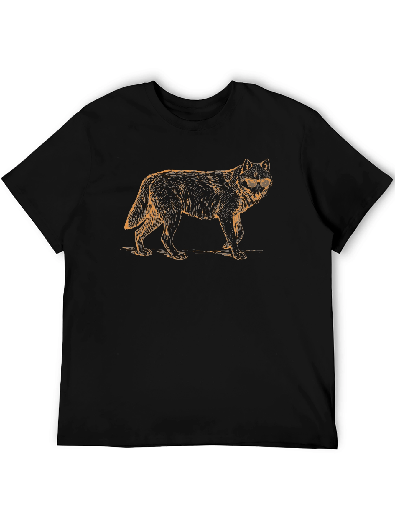 Black Cool Wolf Graphic Tee - Unisex Black T-Shirt view 5