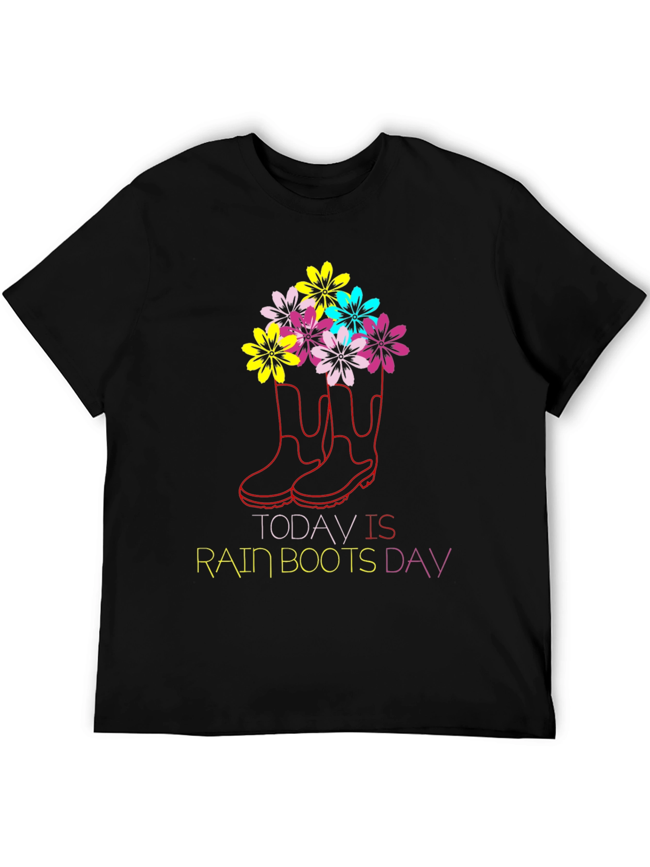 Black Rain Boots Day Graphic T-Shirt view 5