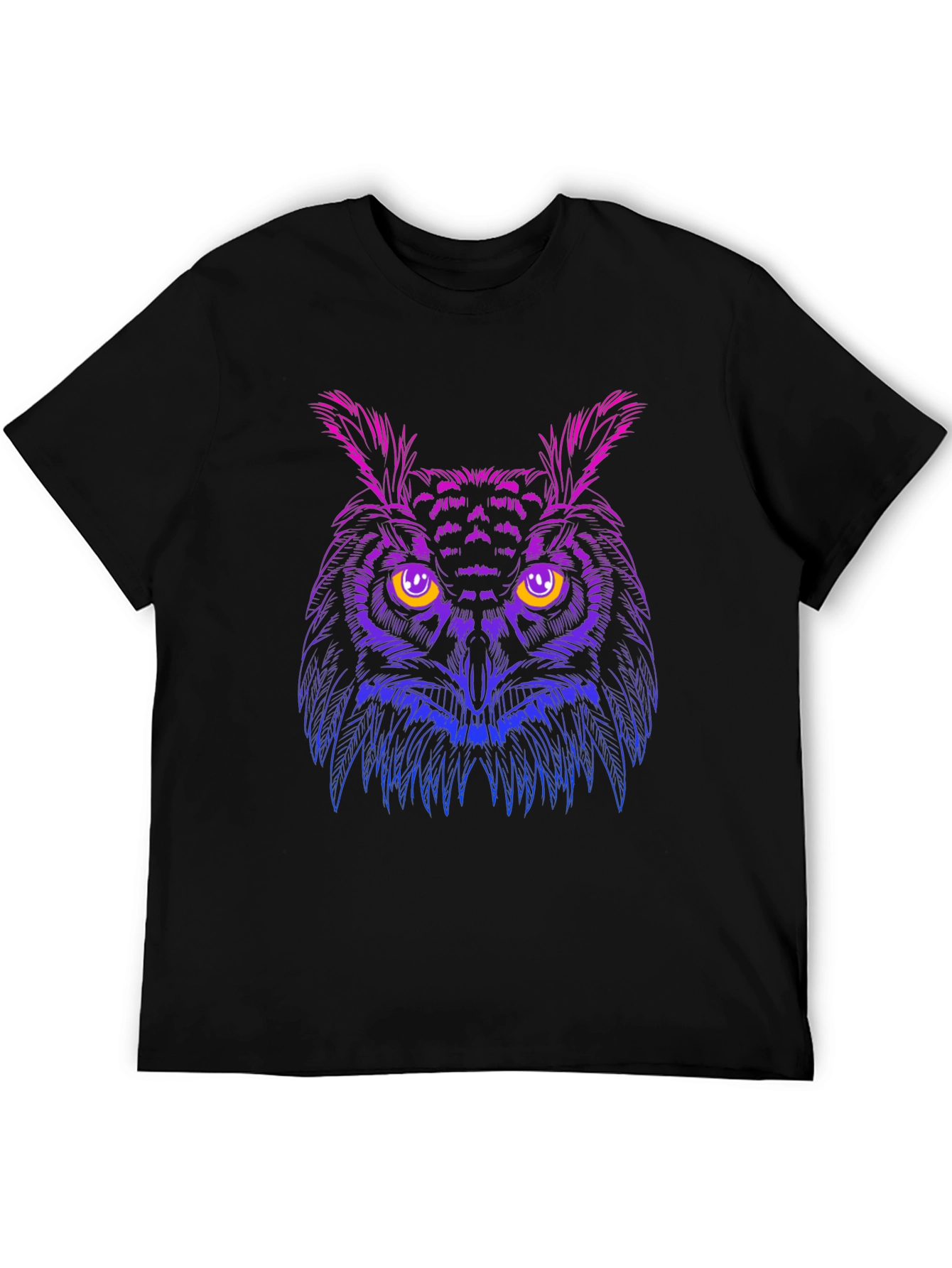Black Neon Owl Graphic Black T-Shirt - Stylish Men's Tee view 5