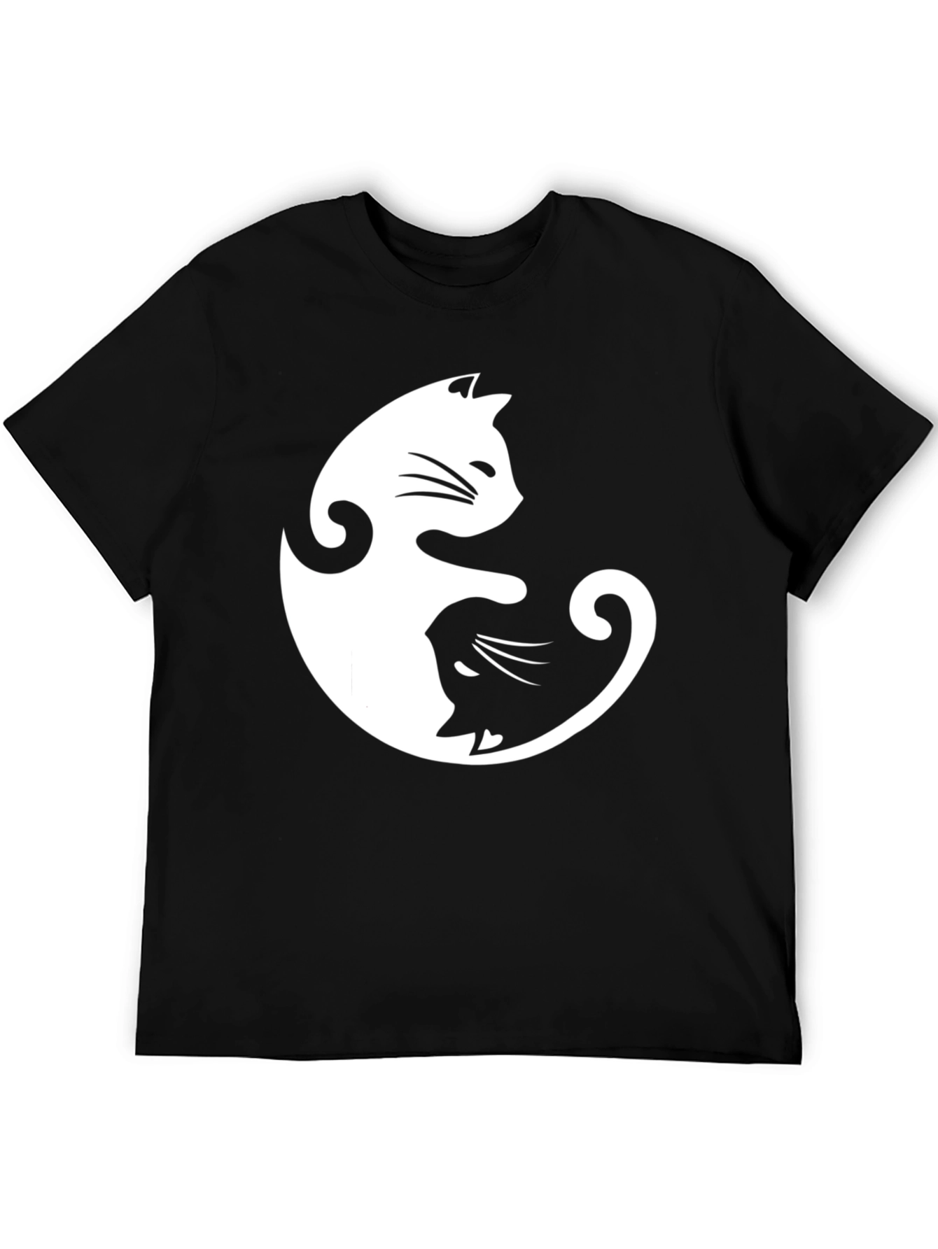 Black Yin Yang Cats Black Graphic Tee view 5