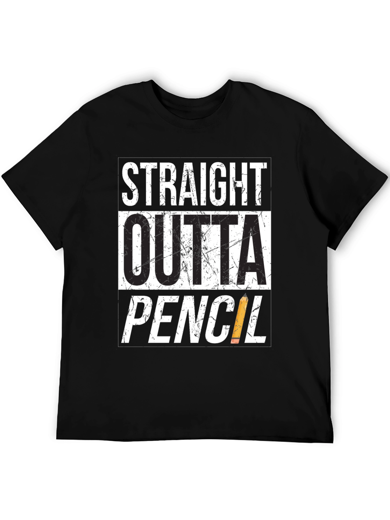 Black Straight Outta Pencil T-Shirt - Black Graphic Tee view 5