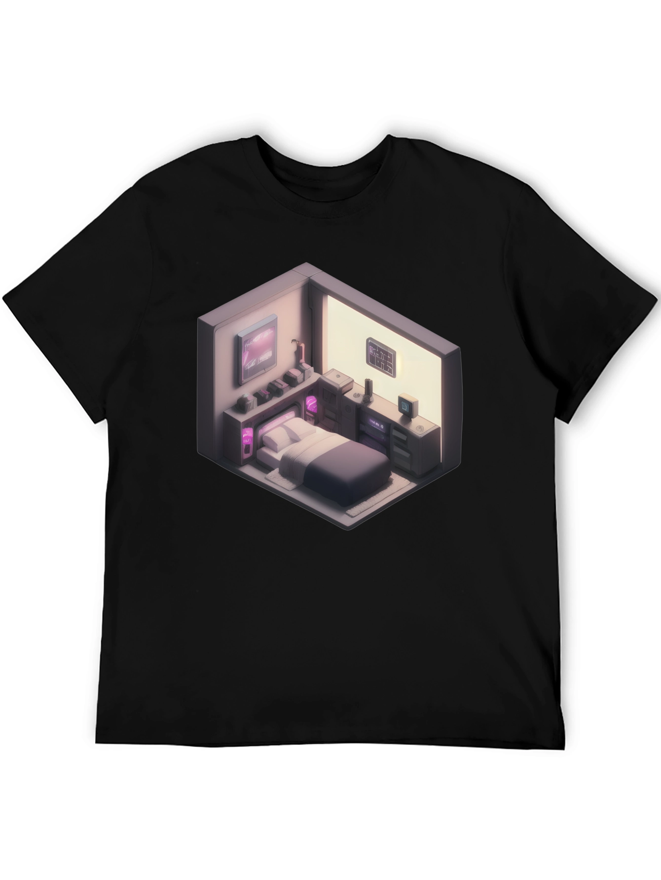 Black Isometric Room Graphic T-Shirt view 5