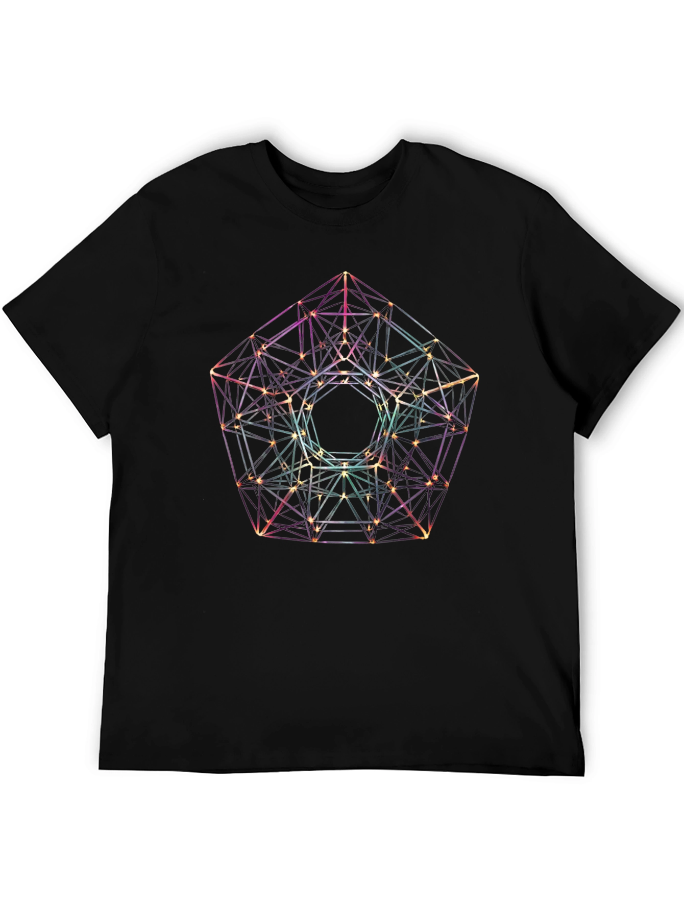 Black Geometric Design Black T-Shirt view 5