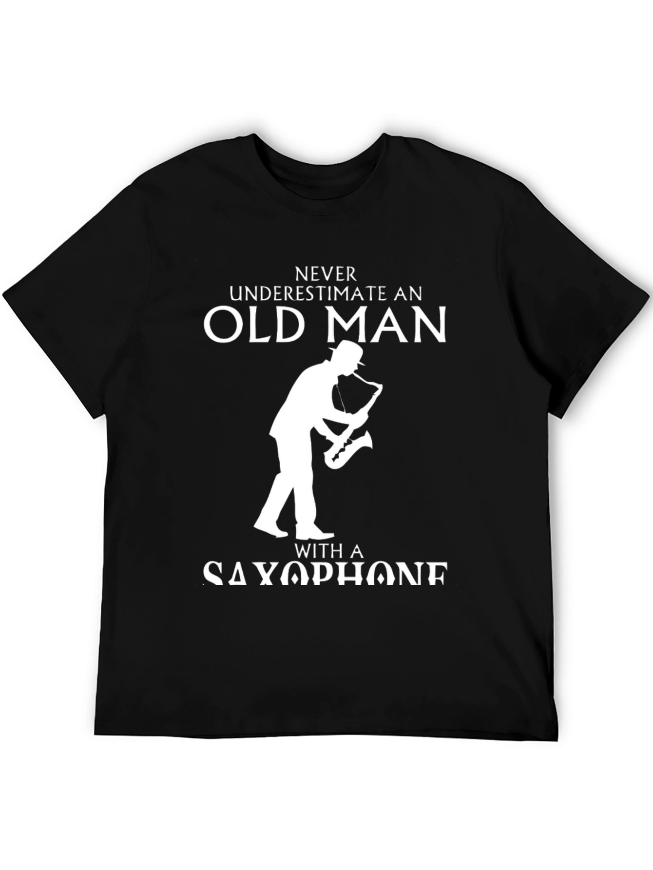 Black Never Underestimate Old Man with Saxophone T-Shirt view 5