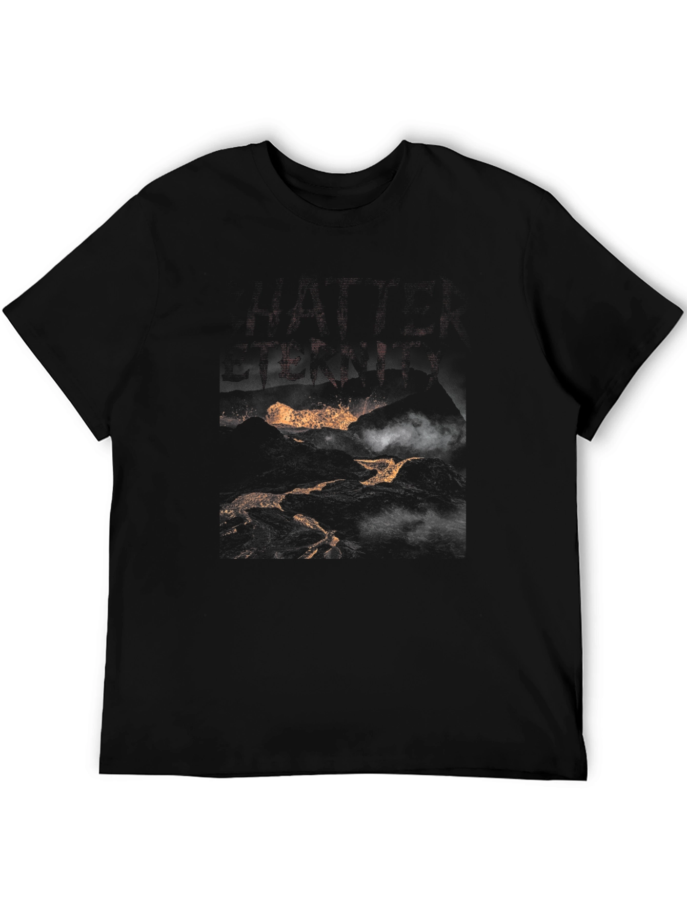 Black Black Graphic Tee - Abstract Lava Design view 5