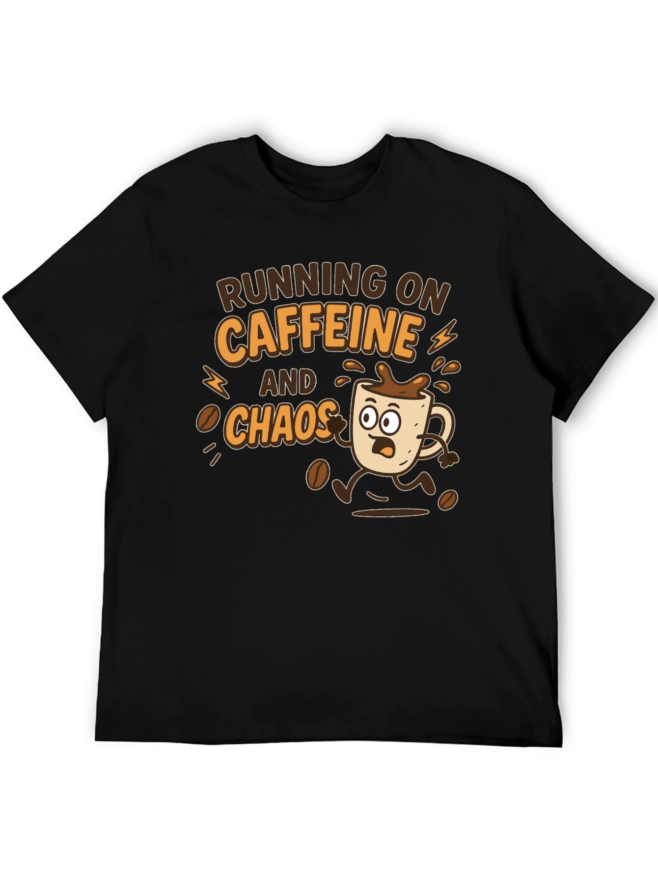Black Running on Caffeine and Chaos Graphic Tee view 5