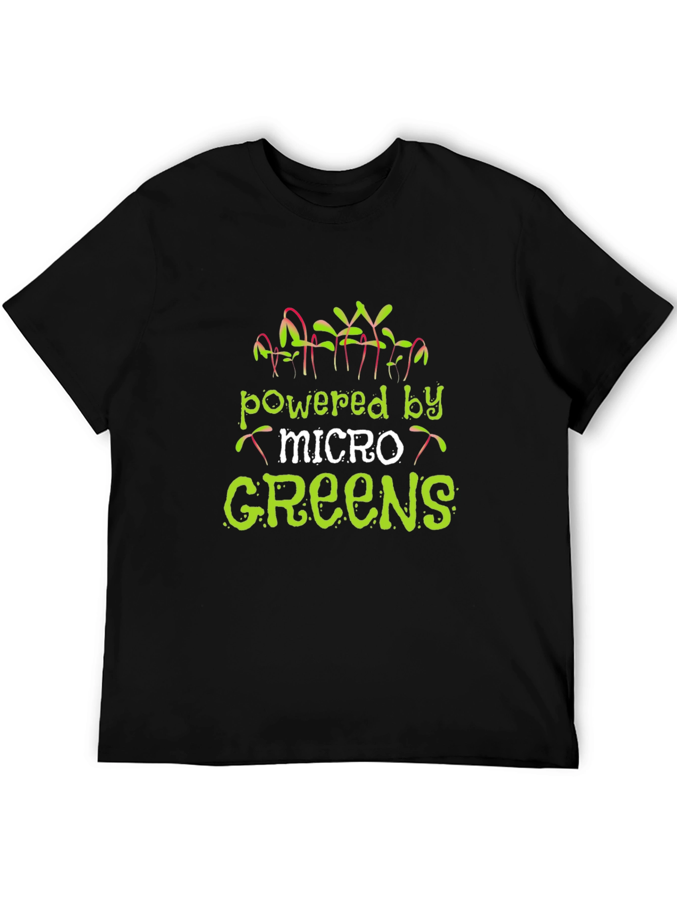 Black Powered by Micro Greens Novelty T-Shirt view 5