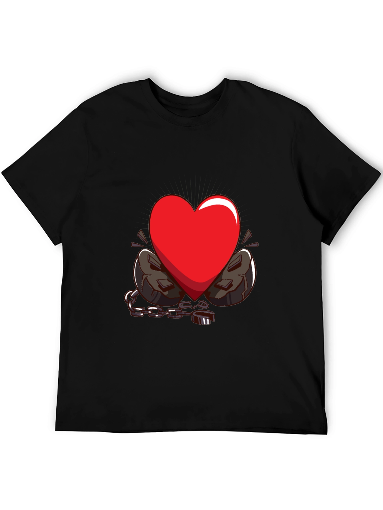 Black Heart in Chains Graphic T-Shirt - Black view 5