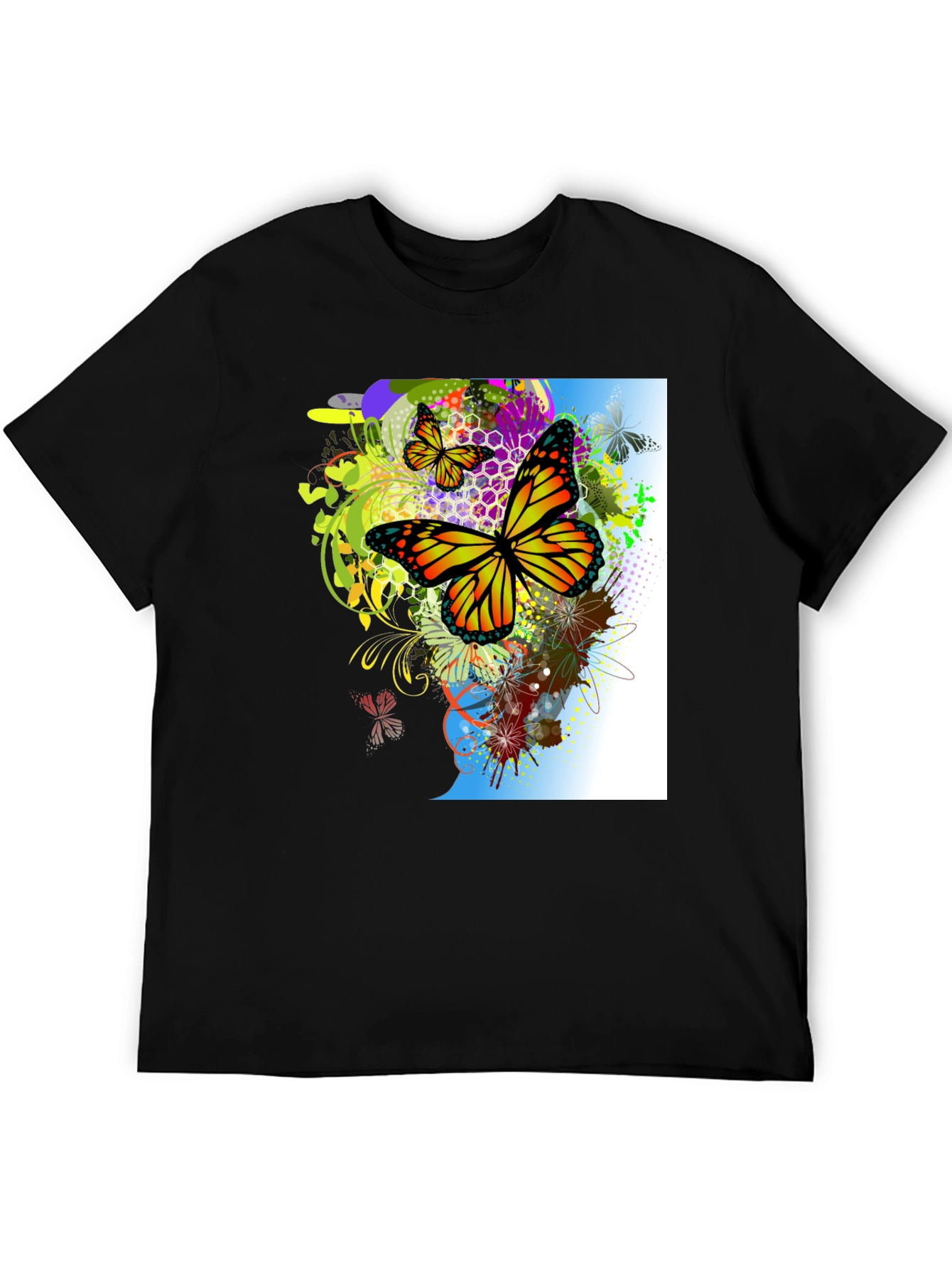 Black Butterfly Graphic Black T-Shirt view 5