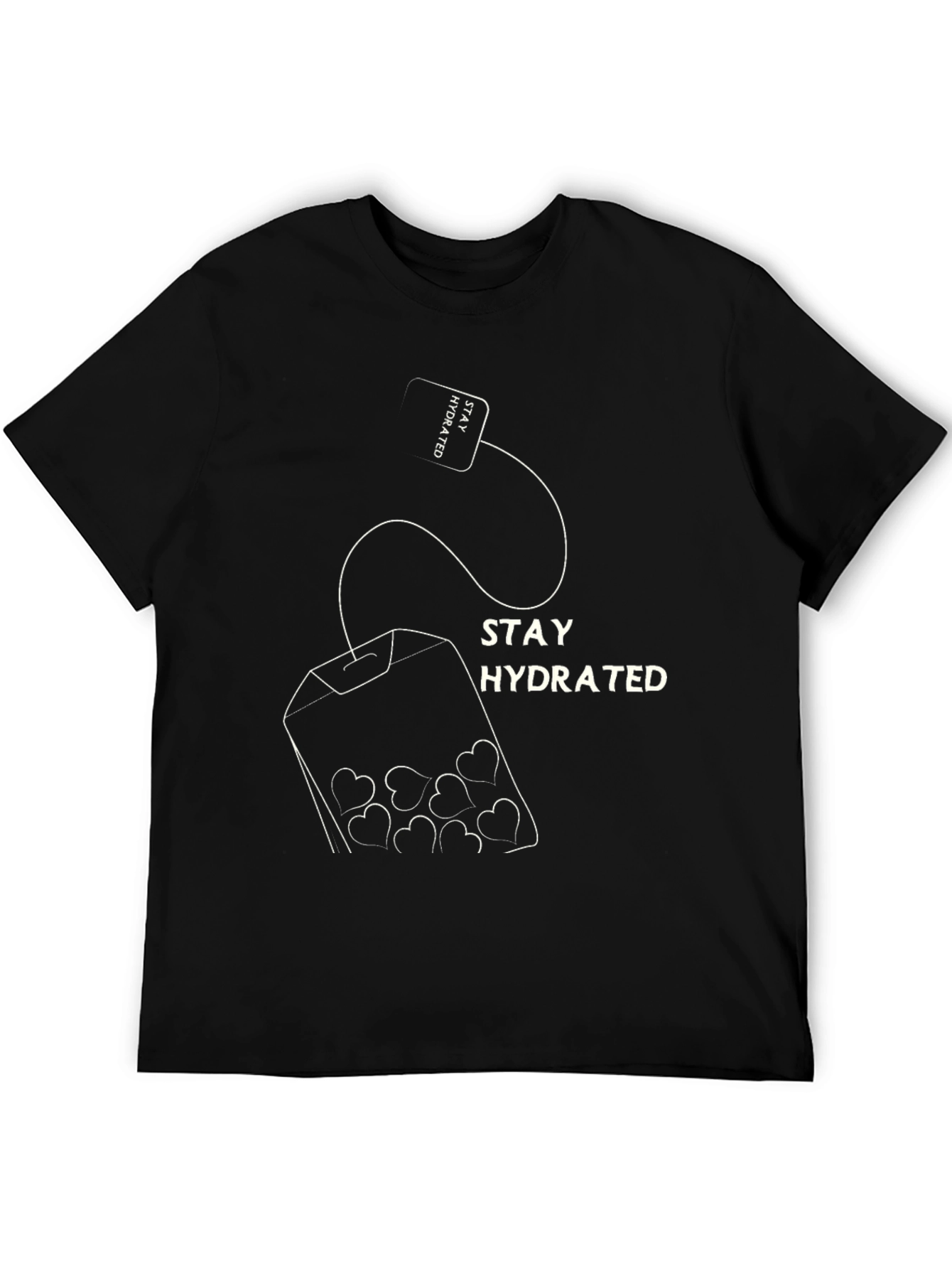 Black Stay Hydrated Heart Tea T-Shirt view 5