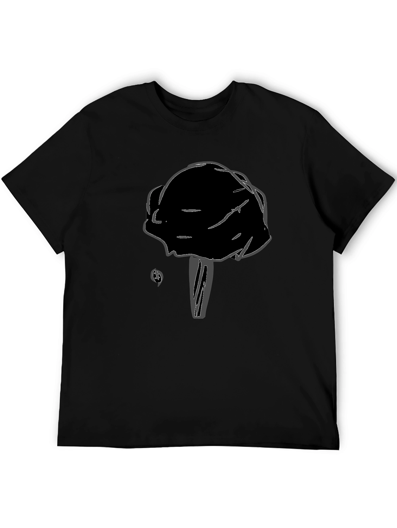 Black Black T-Shirt with Unique Mushroom Design view 5