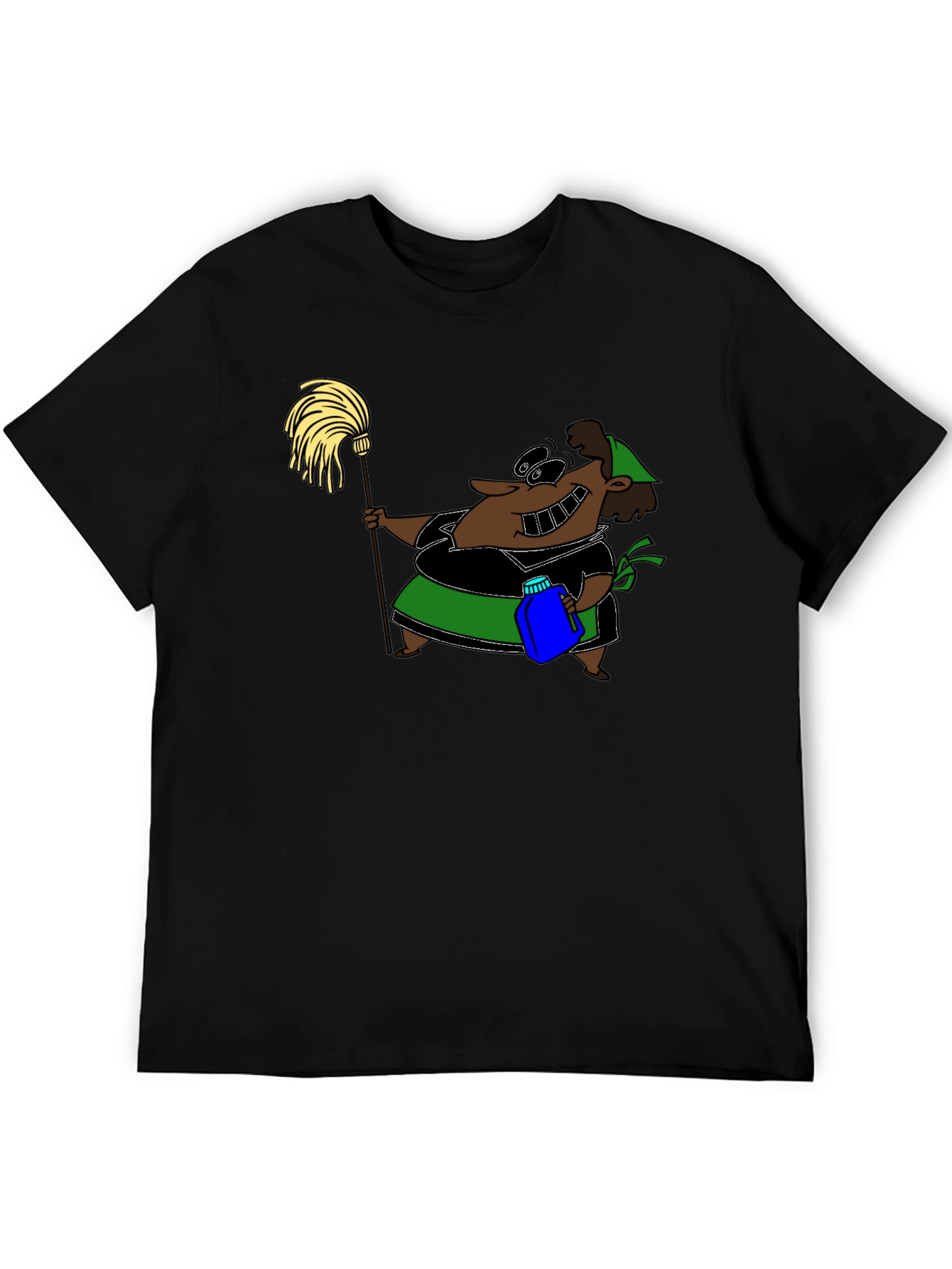 Black Cartoon Maid T-Shirt - Funny Cleaning Humor view 5