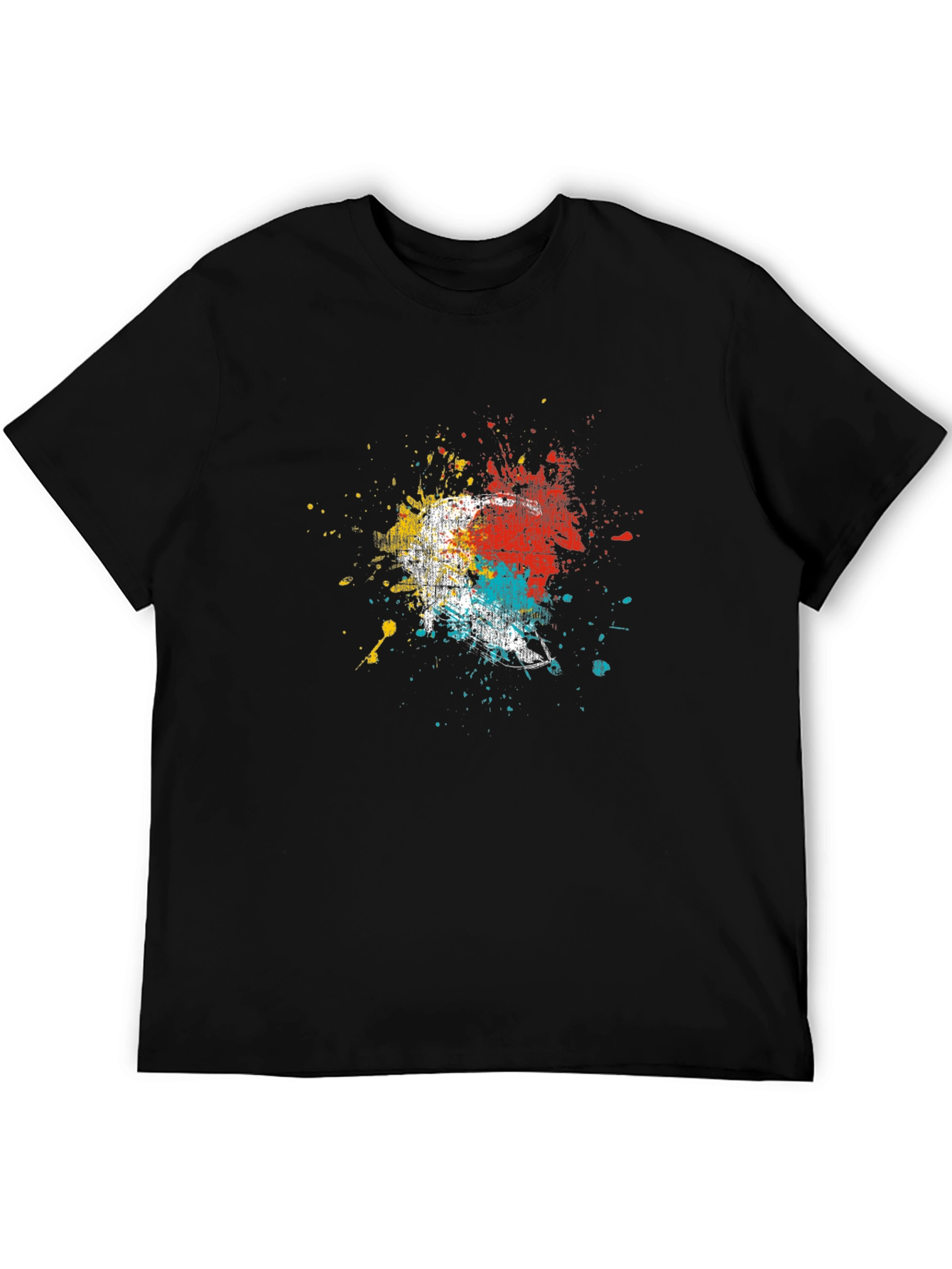 Black Abstract Paint Splatter Graphic Tee view 5