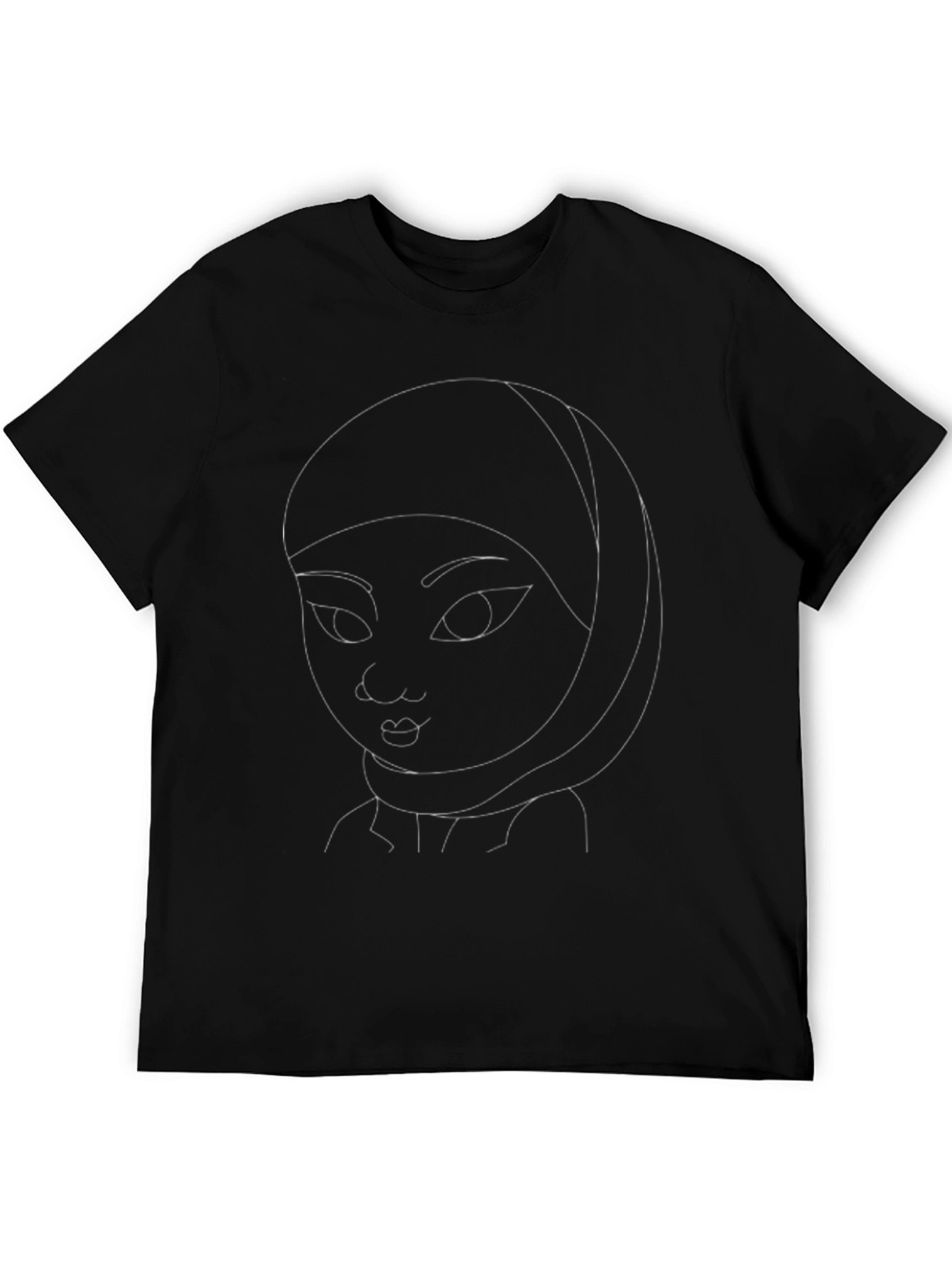 Black Black T-Shirt with Line Art Woman Graphic view 5