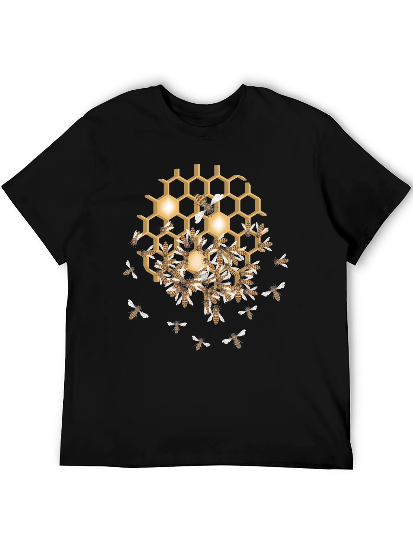 Black Honeycomb & Bees Graphic T-Shirt view 5
