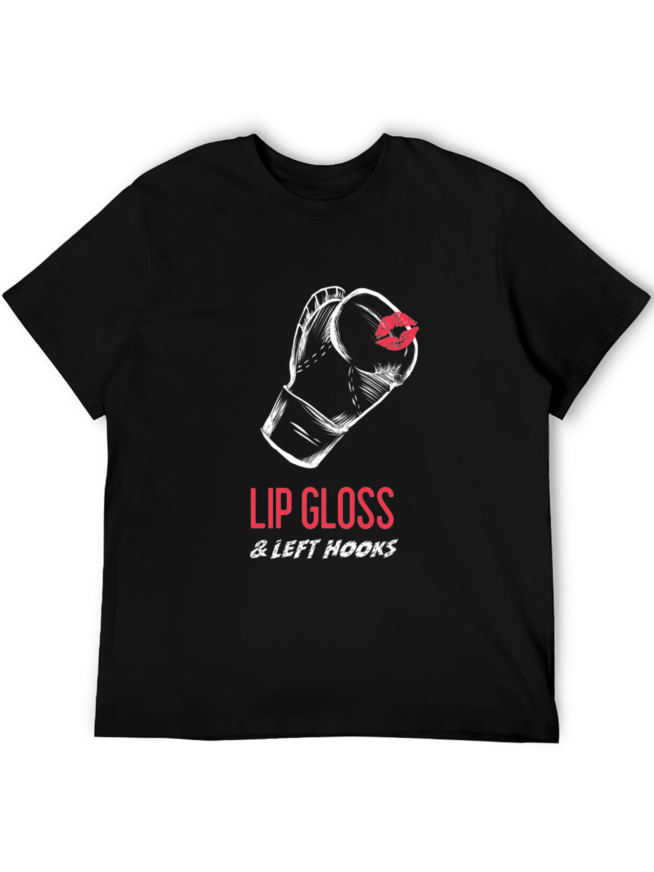 Black Lip Gloss & Left Hooks T-Shirt, Boxing Design view 5