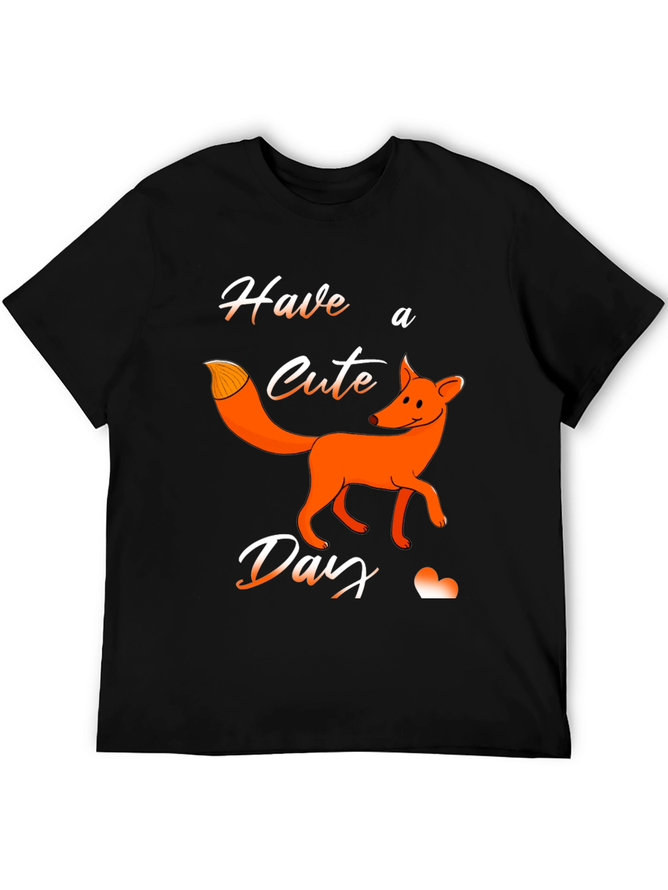 Black Cute Fox Day T-Shirt - Fun Animal Graphic Tee view 5