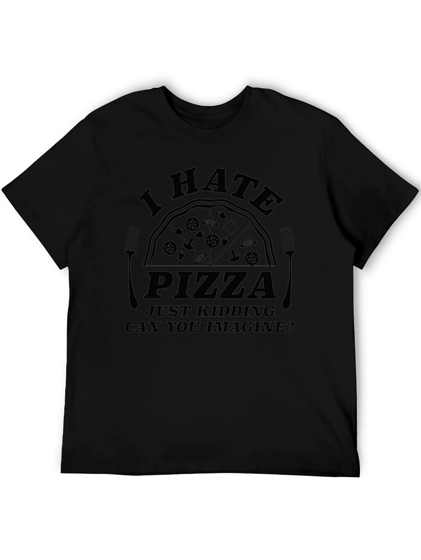 Black I Hate Pizza Graphic T-Shirt - Novelty Foodie Tee view 5