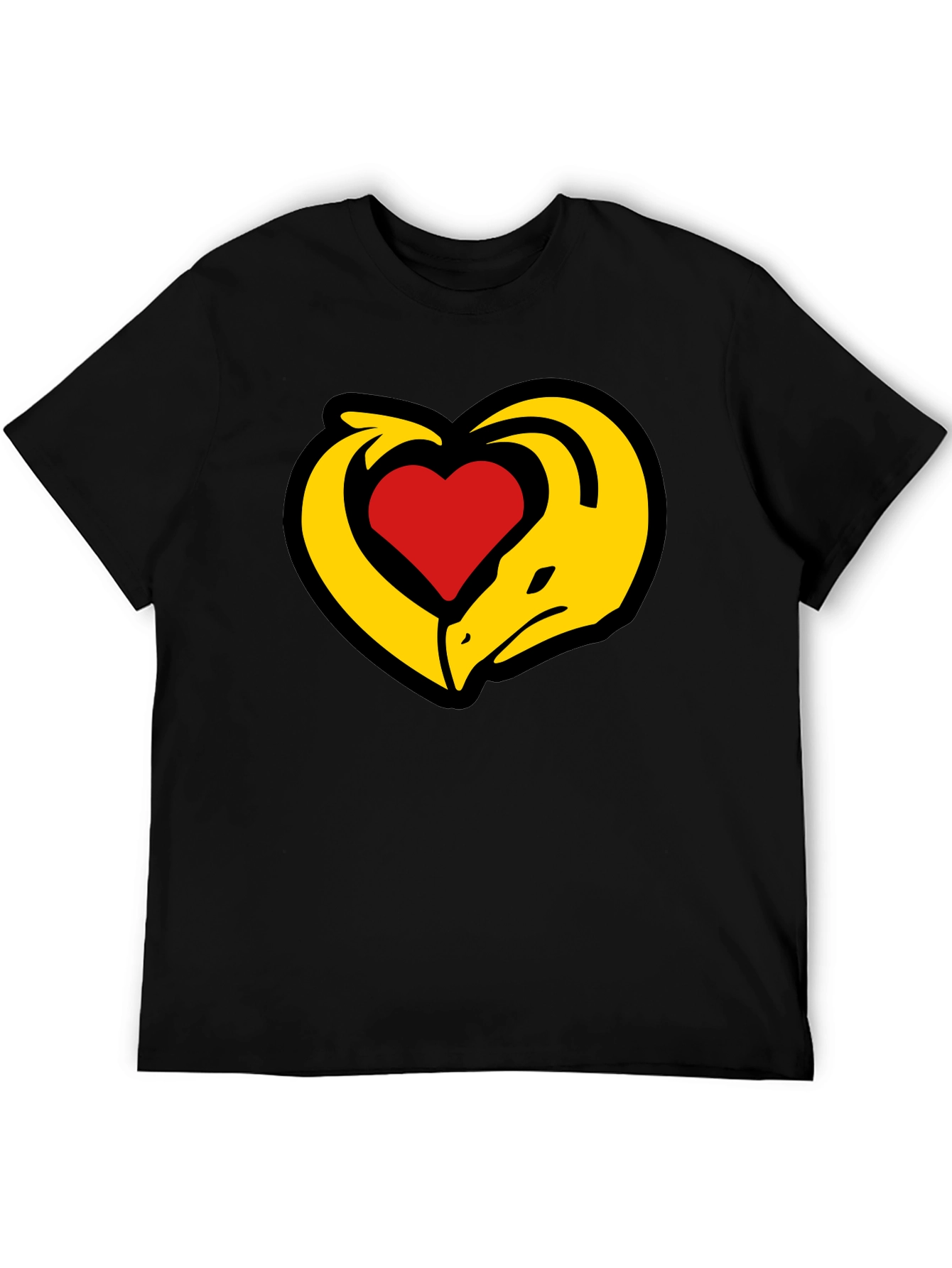 Black Dragon Heart T-Shirt - Black Cotton Tee view 5