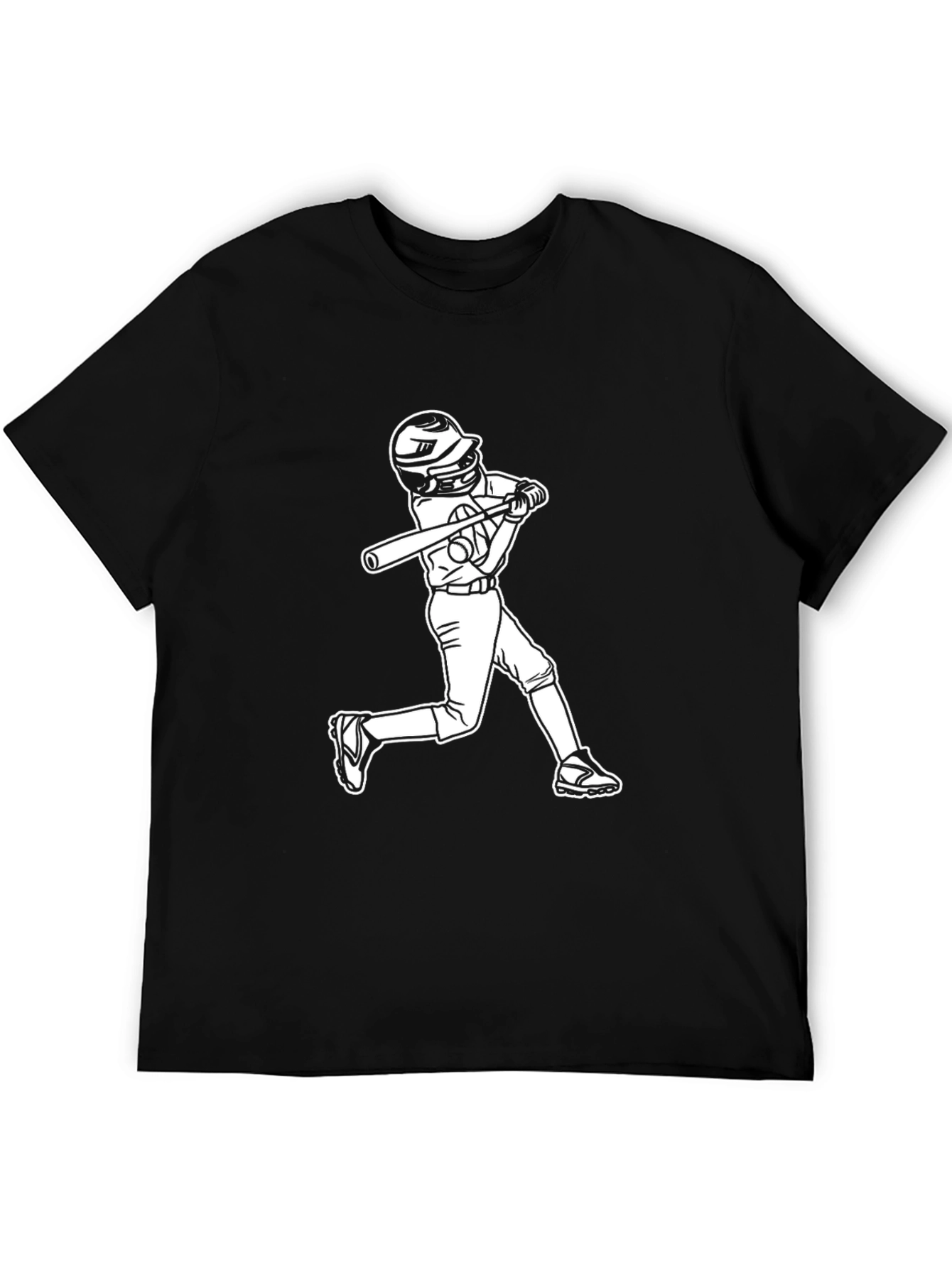 Black Baseball Hitter Graphic Tee - Black Cotton Blend view 5