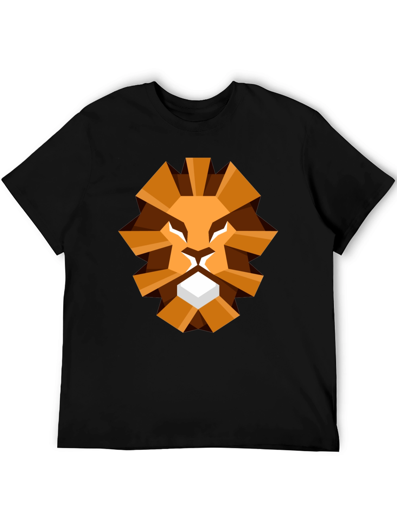 Black Geometric Lion Graphic Tee - Black T-Shirt view 5