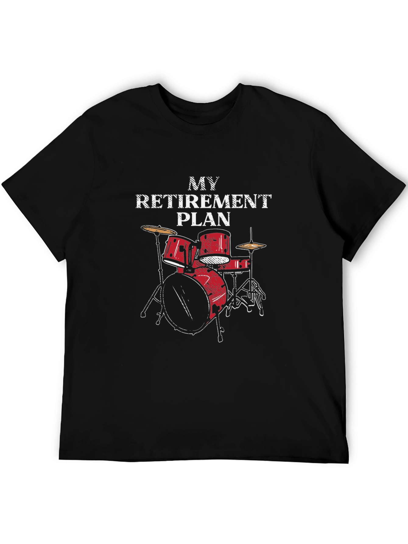 Black Drum Set Retirement Plan T-Shirt - Black view 5