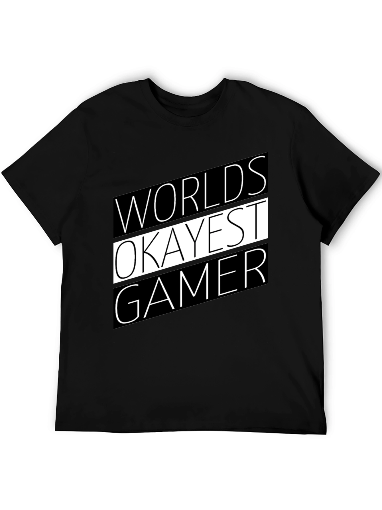 Black Worlds Okayest Gamer T-Shirt - Black Graphic Tee view 5