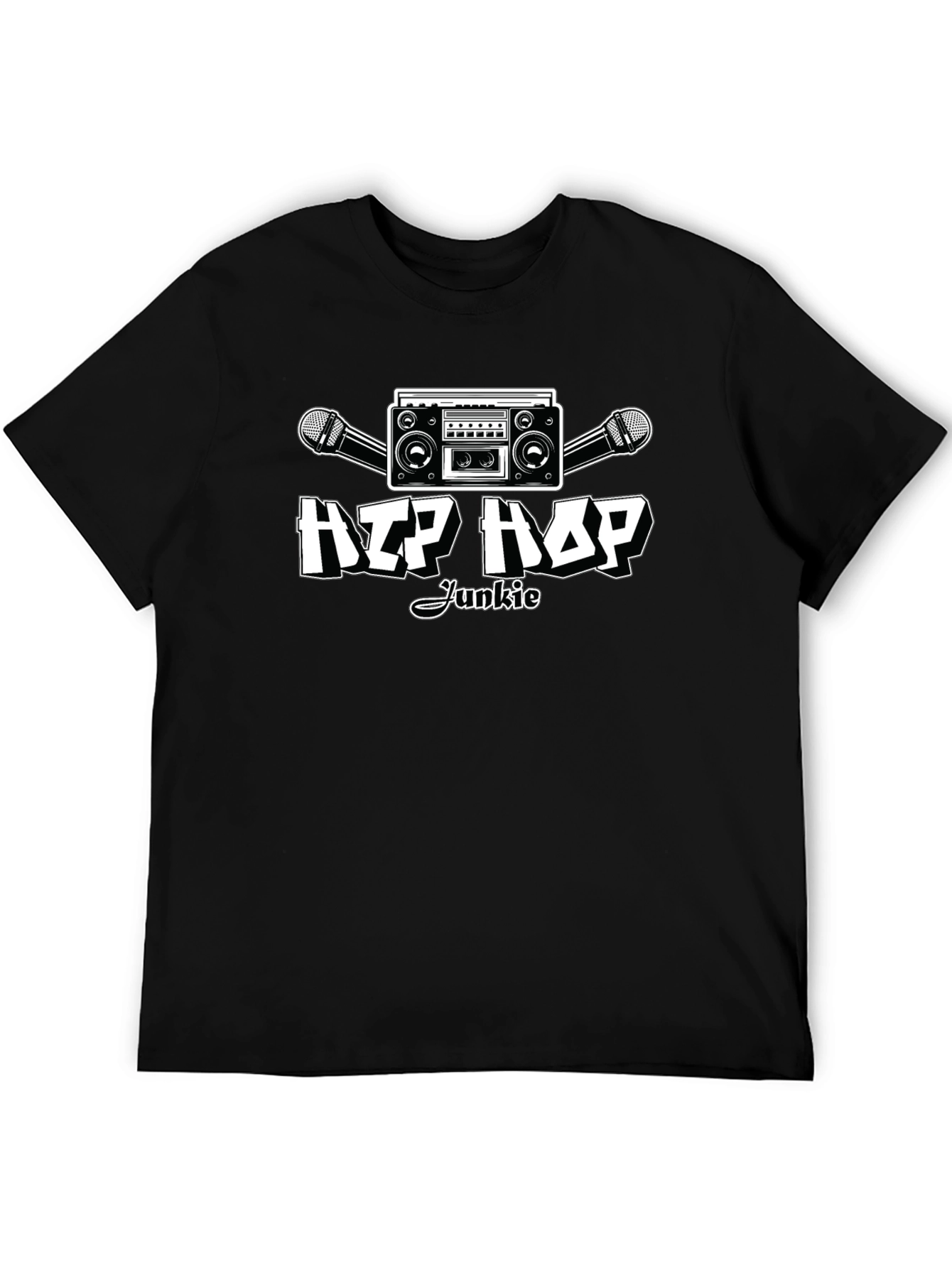 Black Hip Hop Junkie Black T-Shirt - Music Lover Apparel view 5