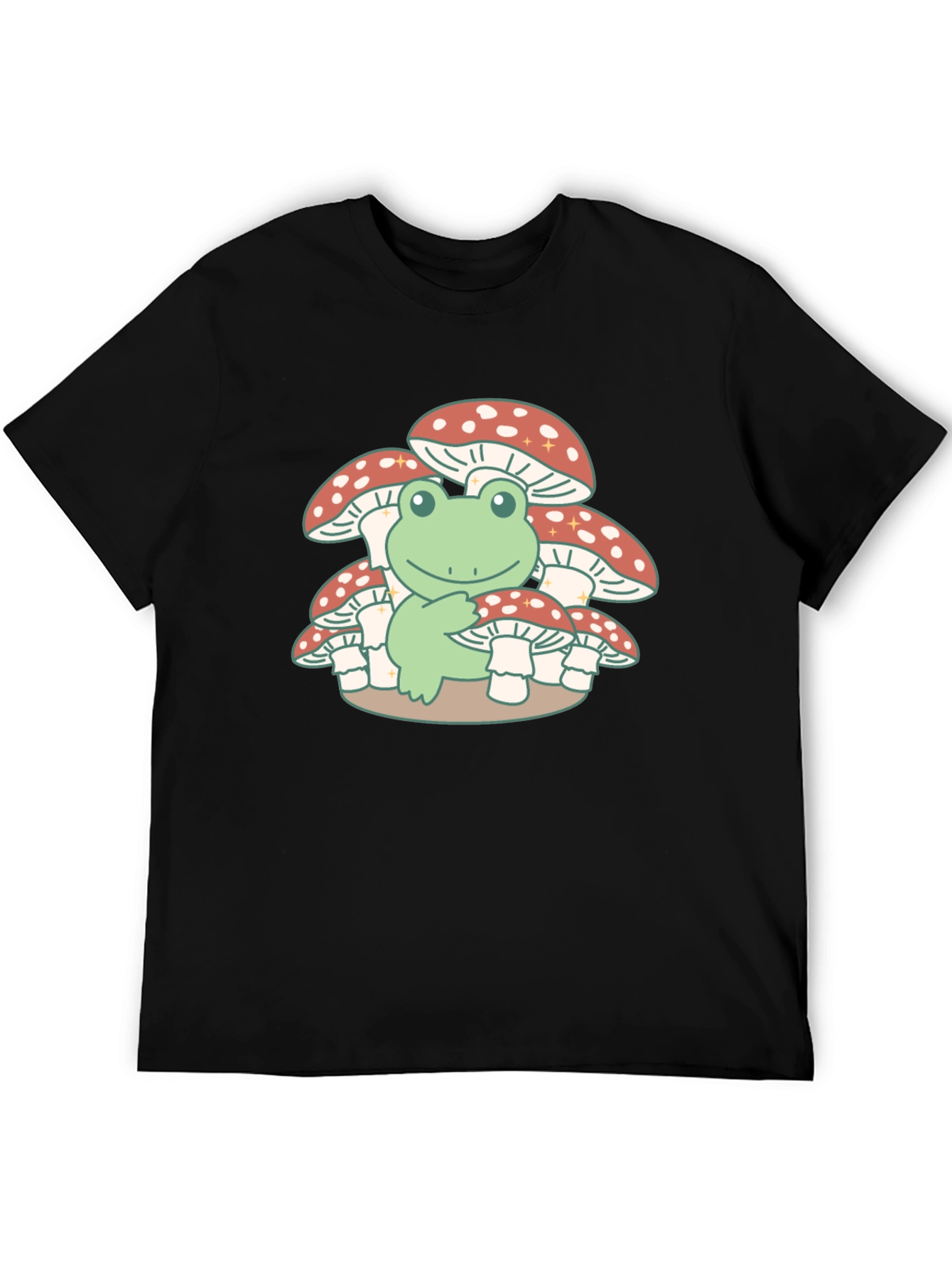 Black Frog on Mushrooms T-Shirt - Cute & Unique Design view 5