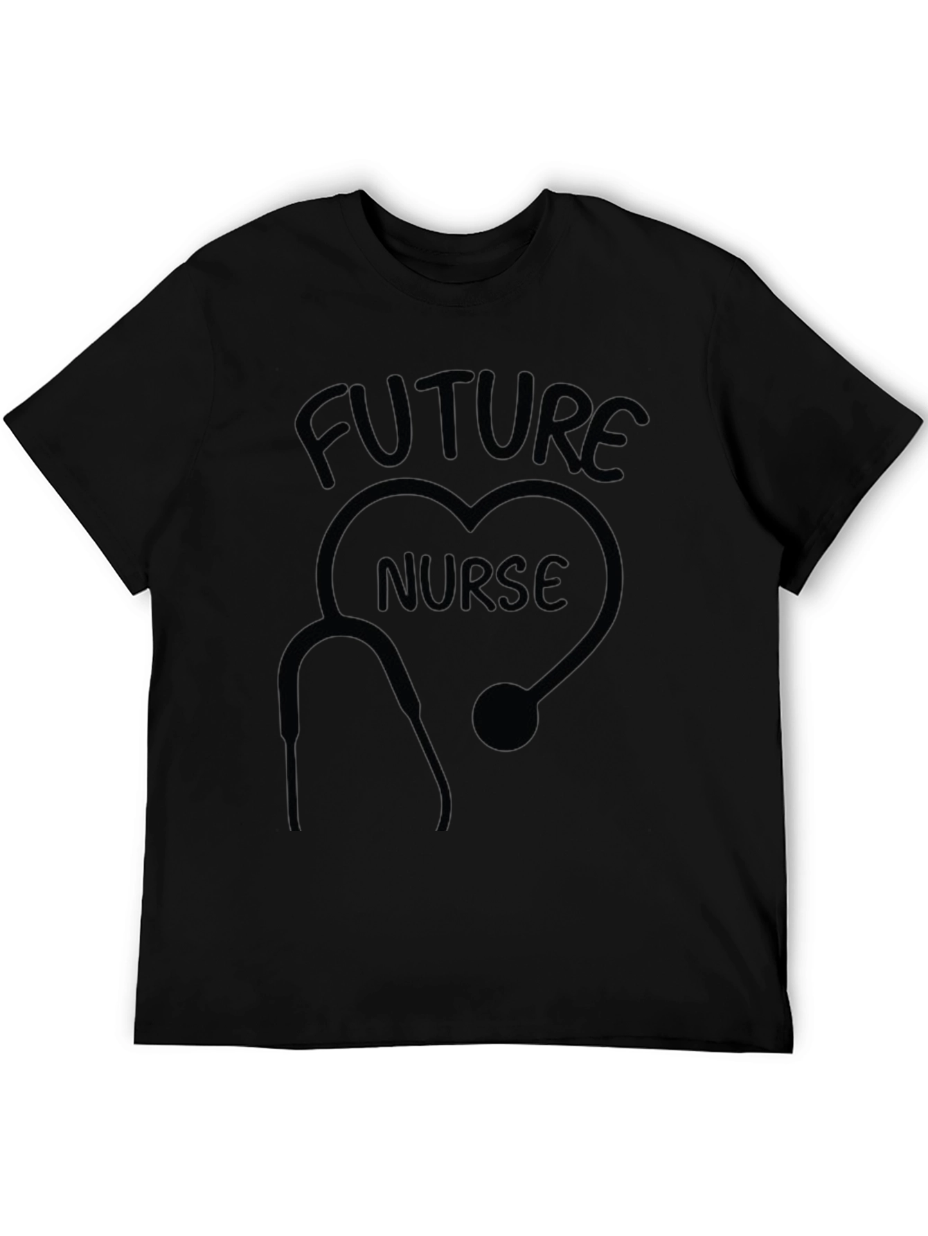 Black Future Nurse T-Shirt - Heart Stethoscope Design view 5