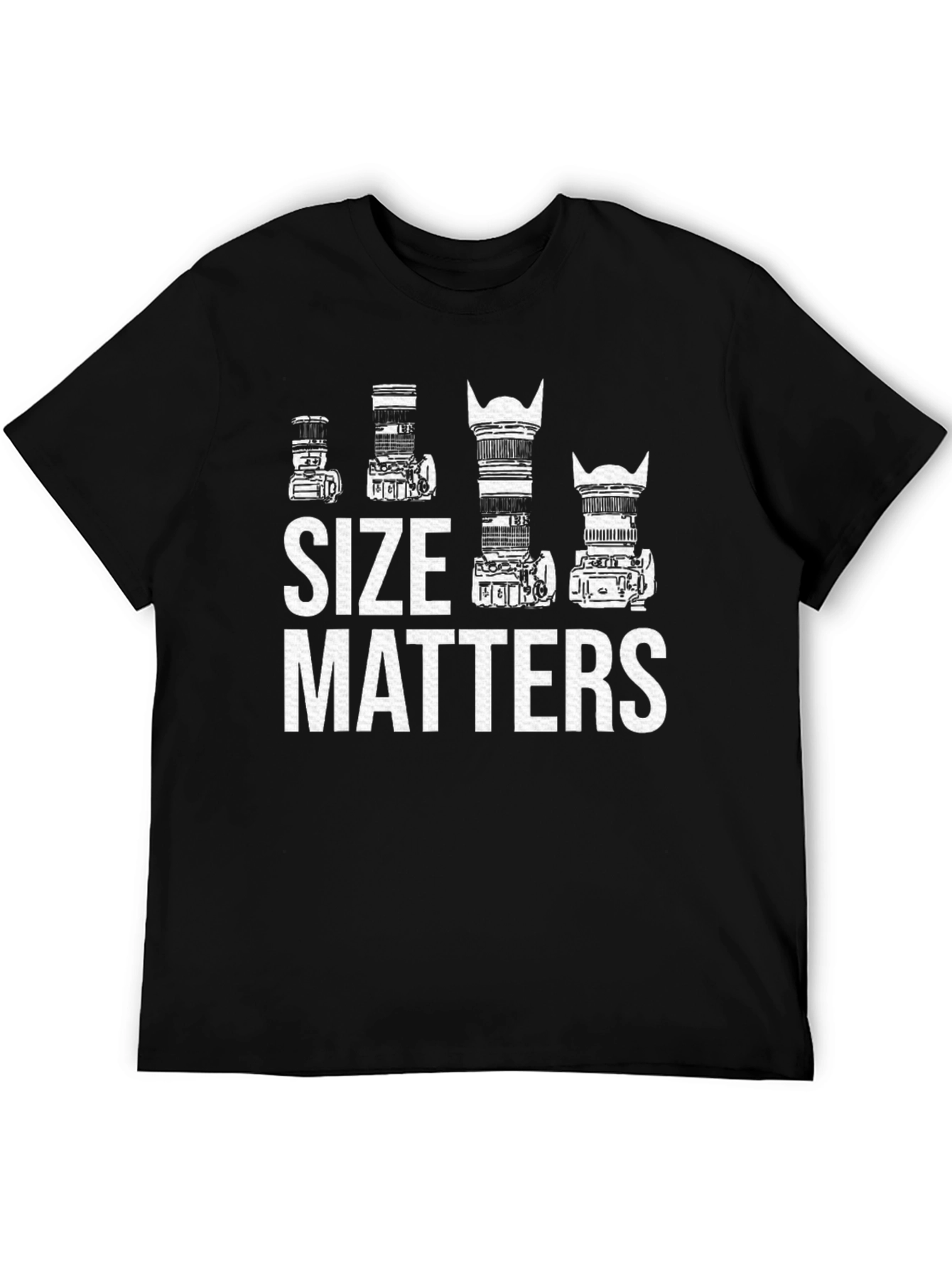 Black Size Matters Camera Lens T-Shirt Photography Gift view 5