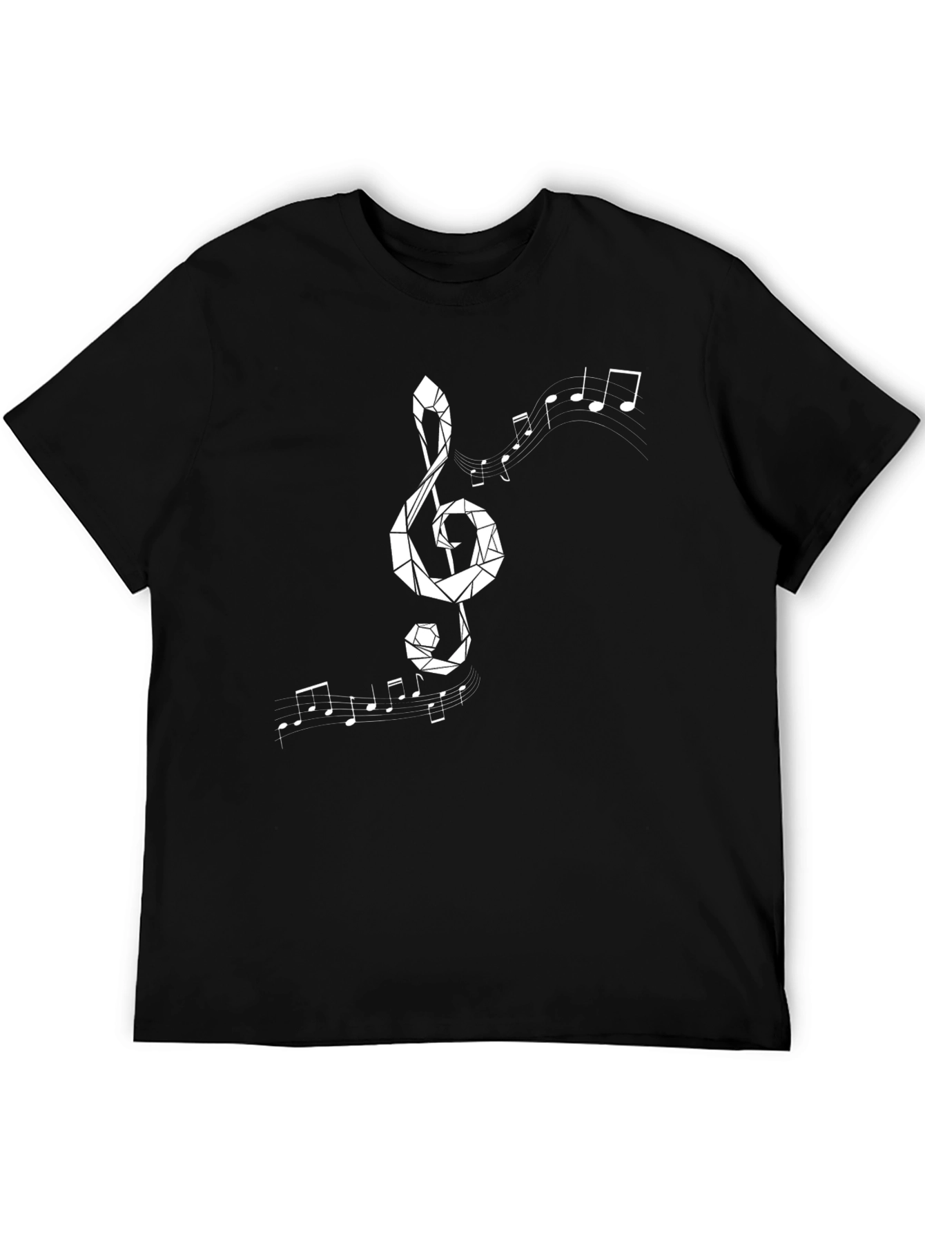Black Geometric Music Treble Clef Graphic Tee view 5