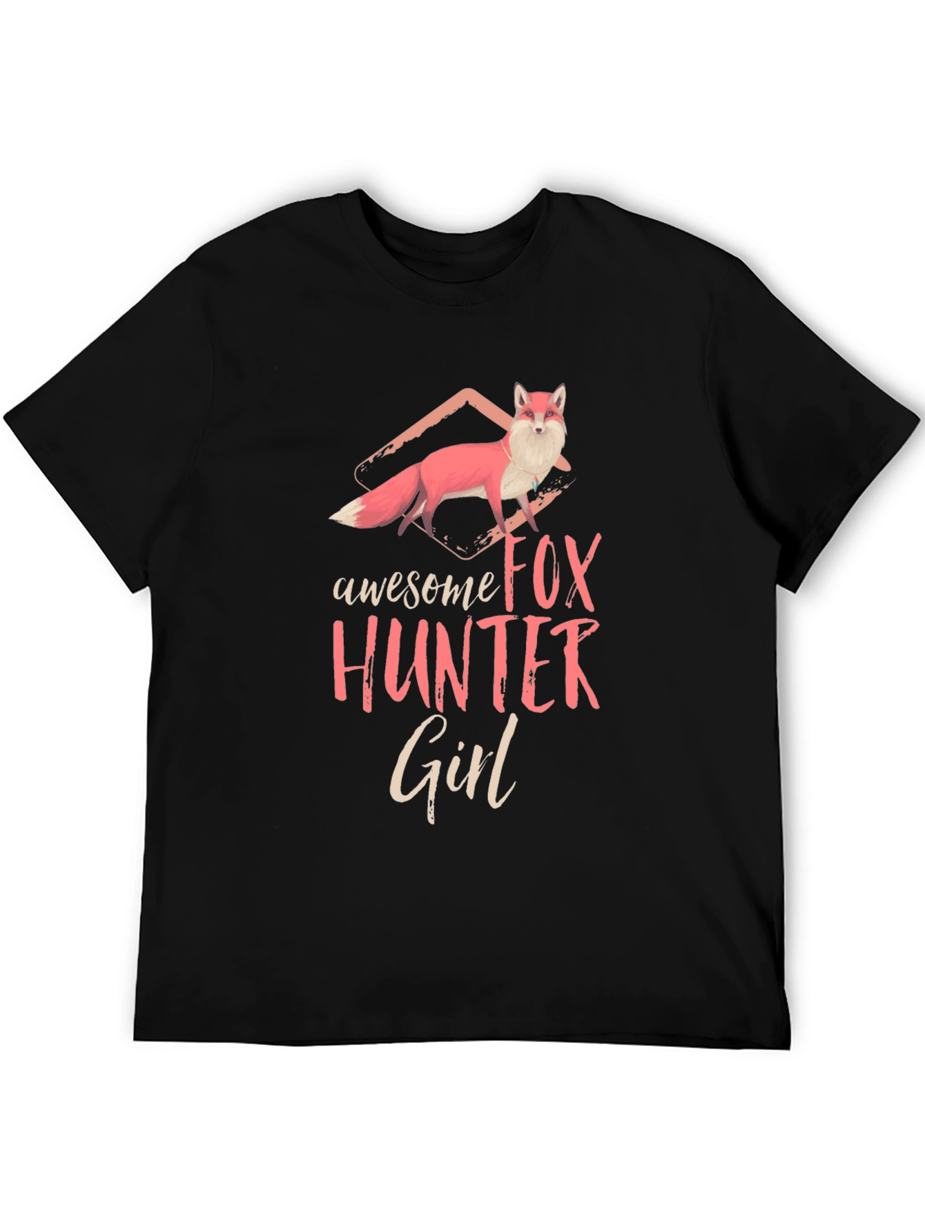 Black Awesome Fox Hunter Girl Graphic T-Shirt view 5