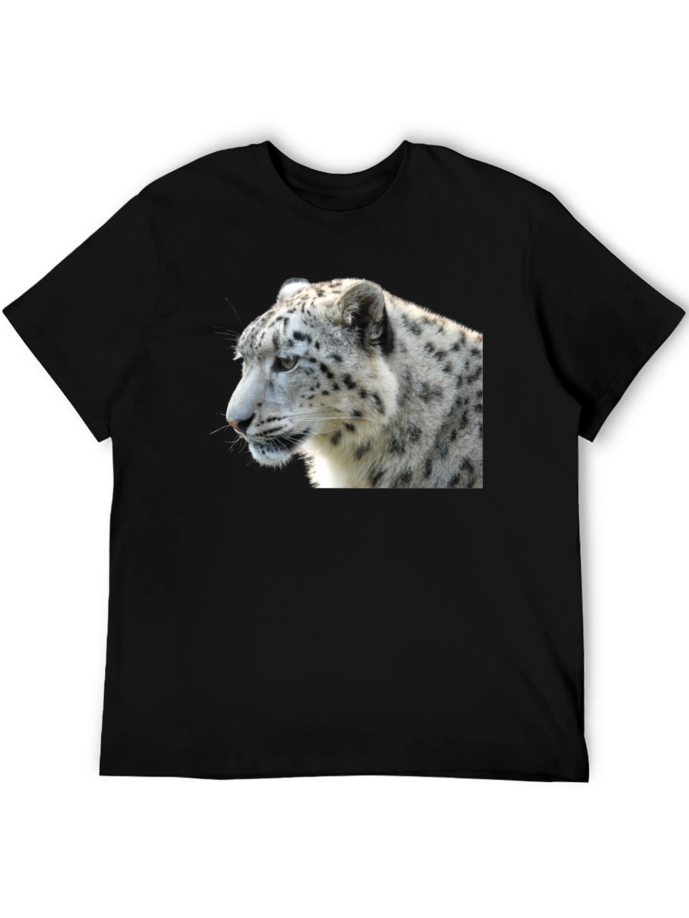 Black Snow Leopard T-Shirt - Black, Wildlife Tee view 5