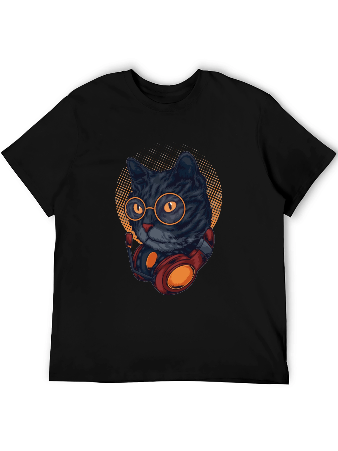 Black Cool Cat DJ T-Shirt - Black view 5