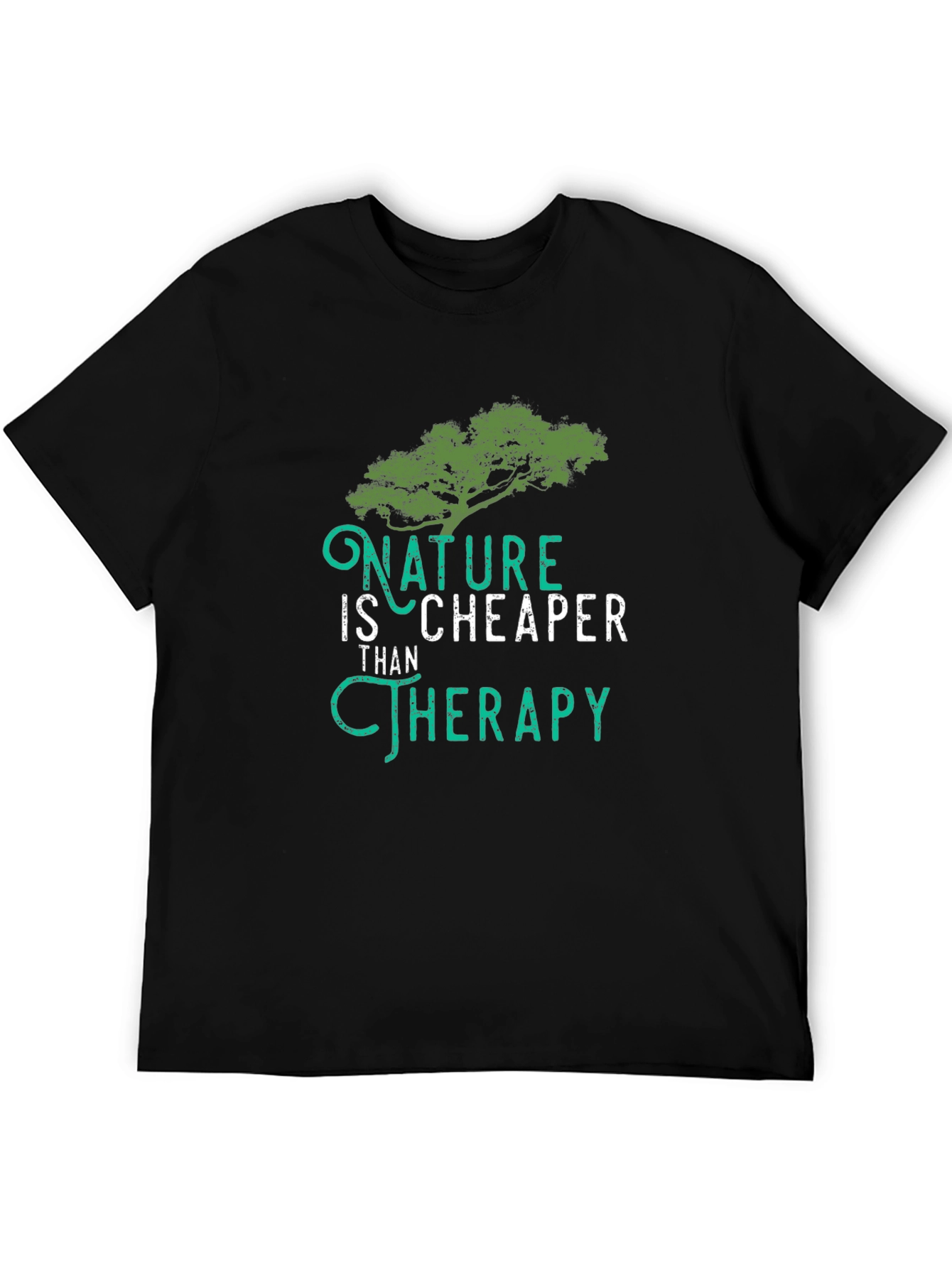 Black Nature is Cheaper Therapy Black Graphic Tee view 5