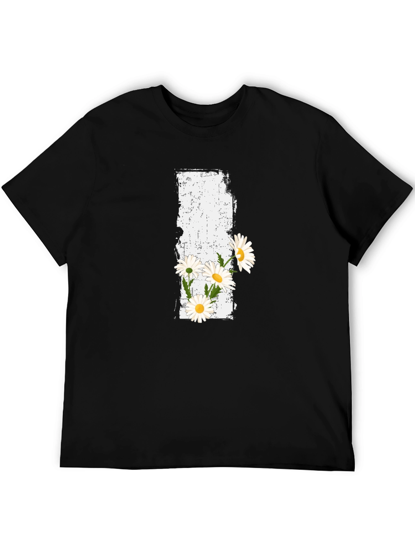 Black Daisy Grunge Graphic Black T-Shirt view 5