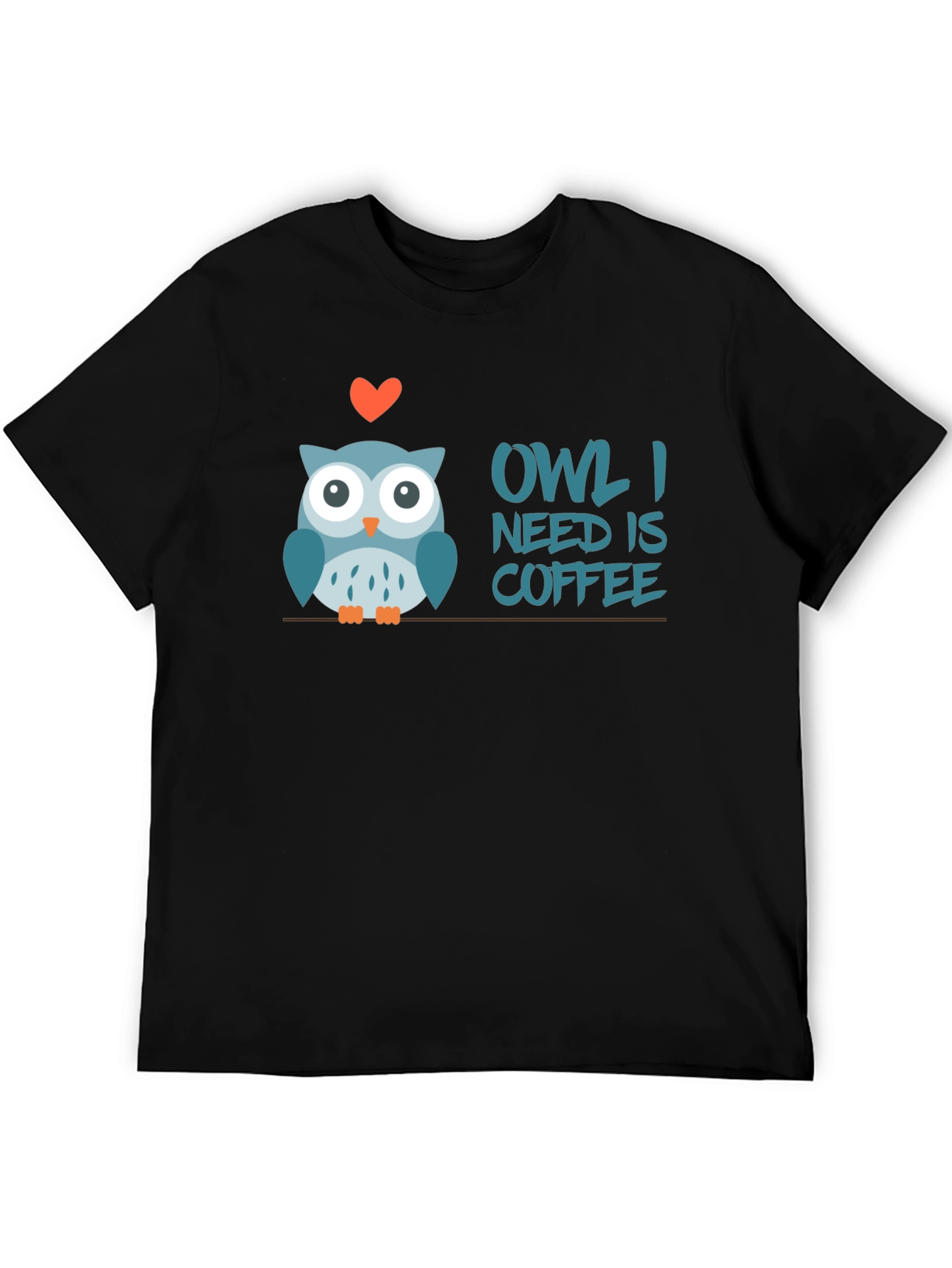 Black Owl I Need is Coffee T-Shirt view 5