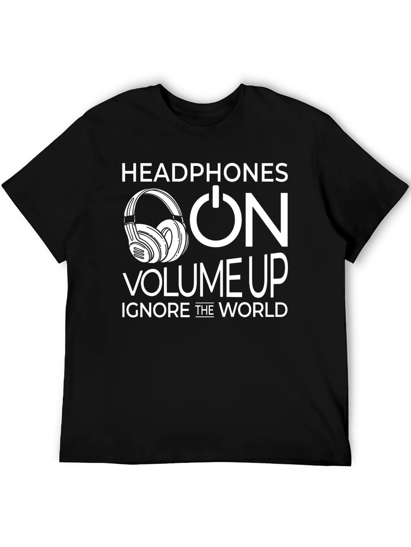 Black Headphones On Volume Up T-Shirt view 5