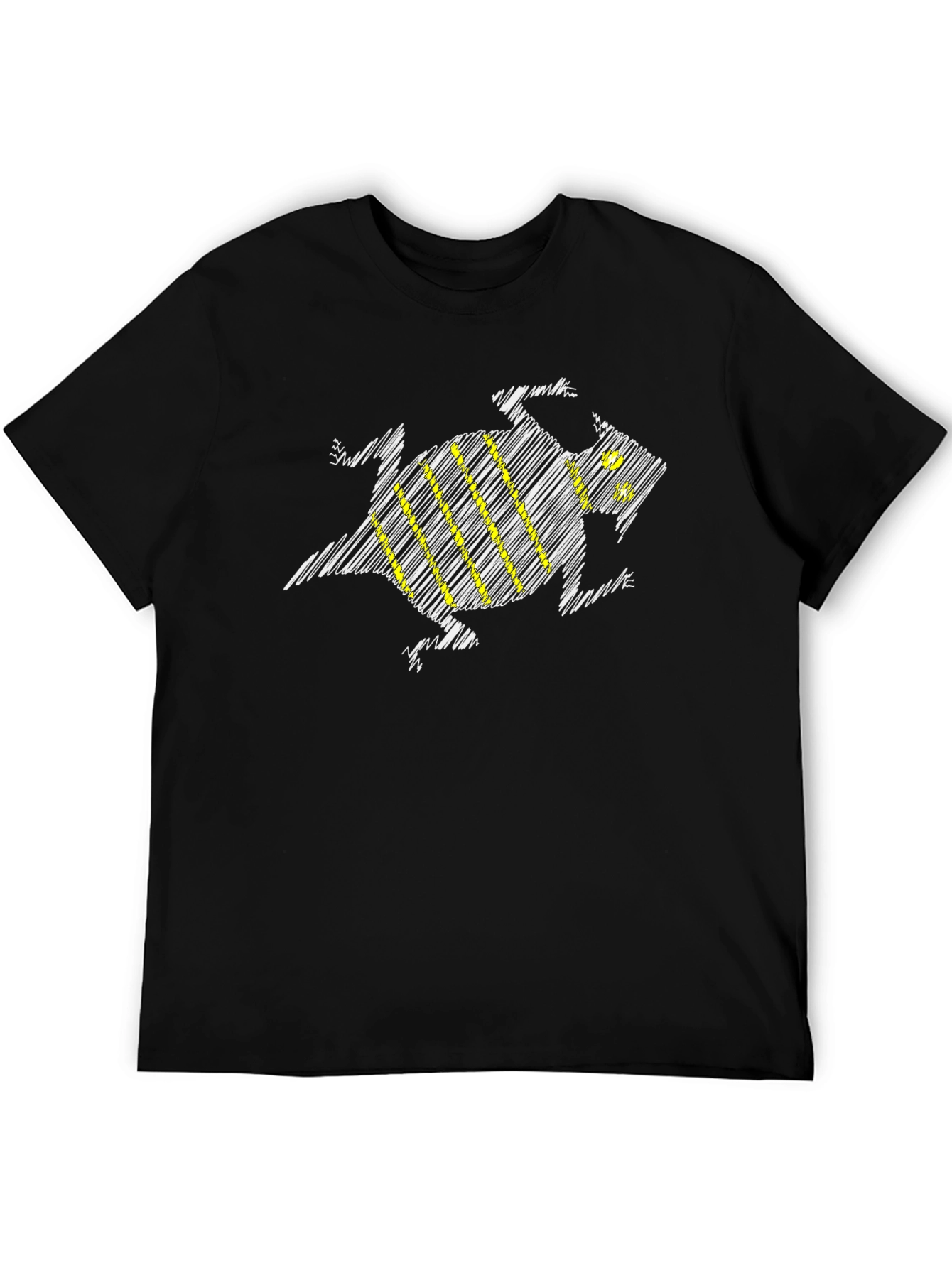Black Stylized Lizard Tee - Men's Black Graphic T-Shirt view 5