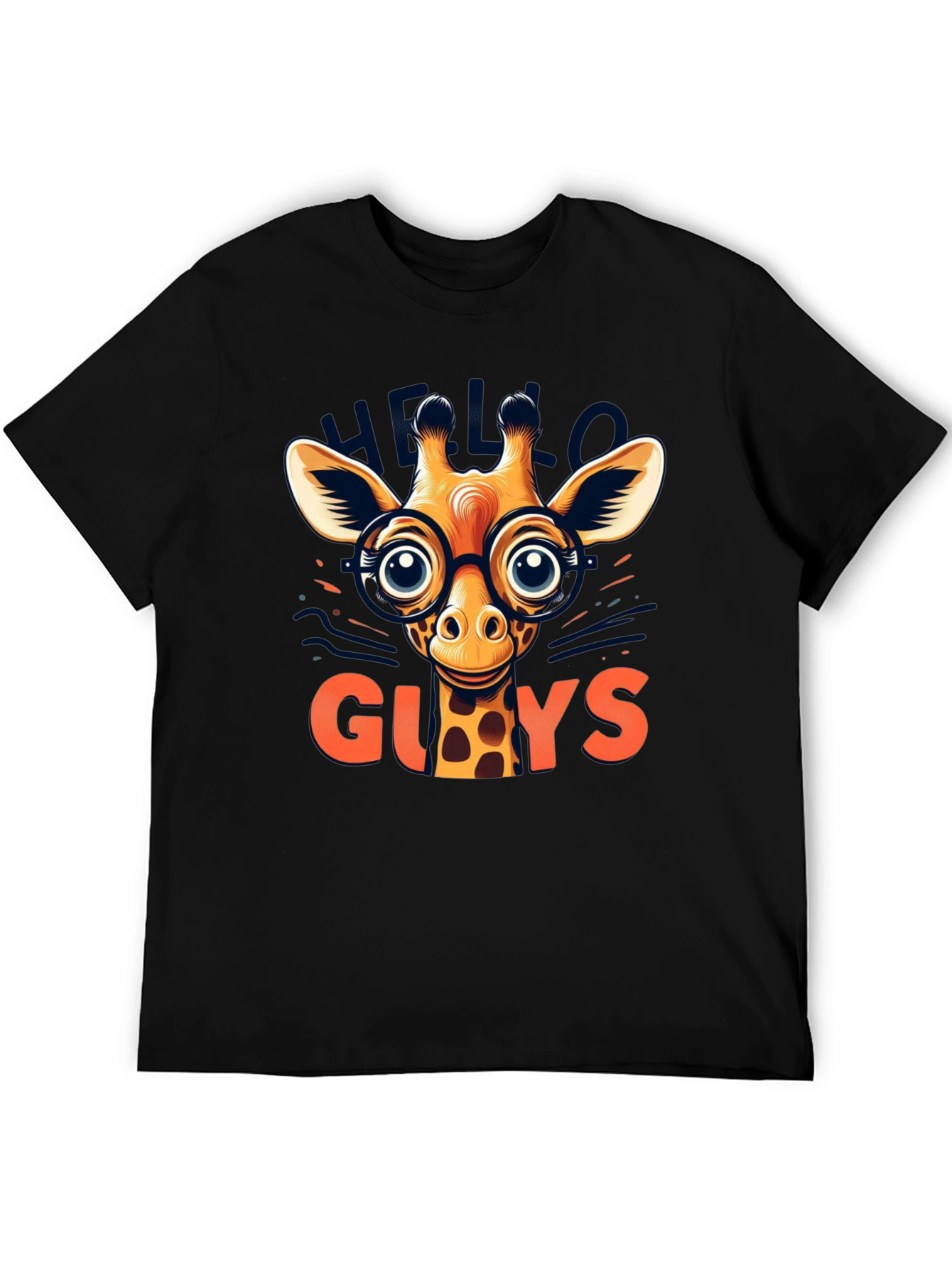 Black Giraffe with Glasses Graphic Tee - Hello Guys! view 5